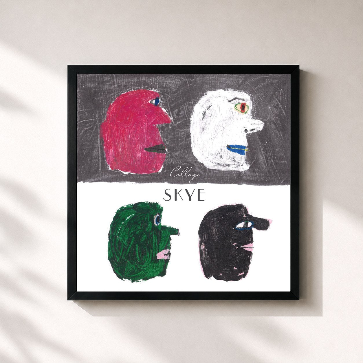 #noir Tableau carré de l'album Collage de Skye, cadre noir 32x32 cm