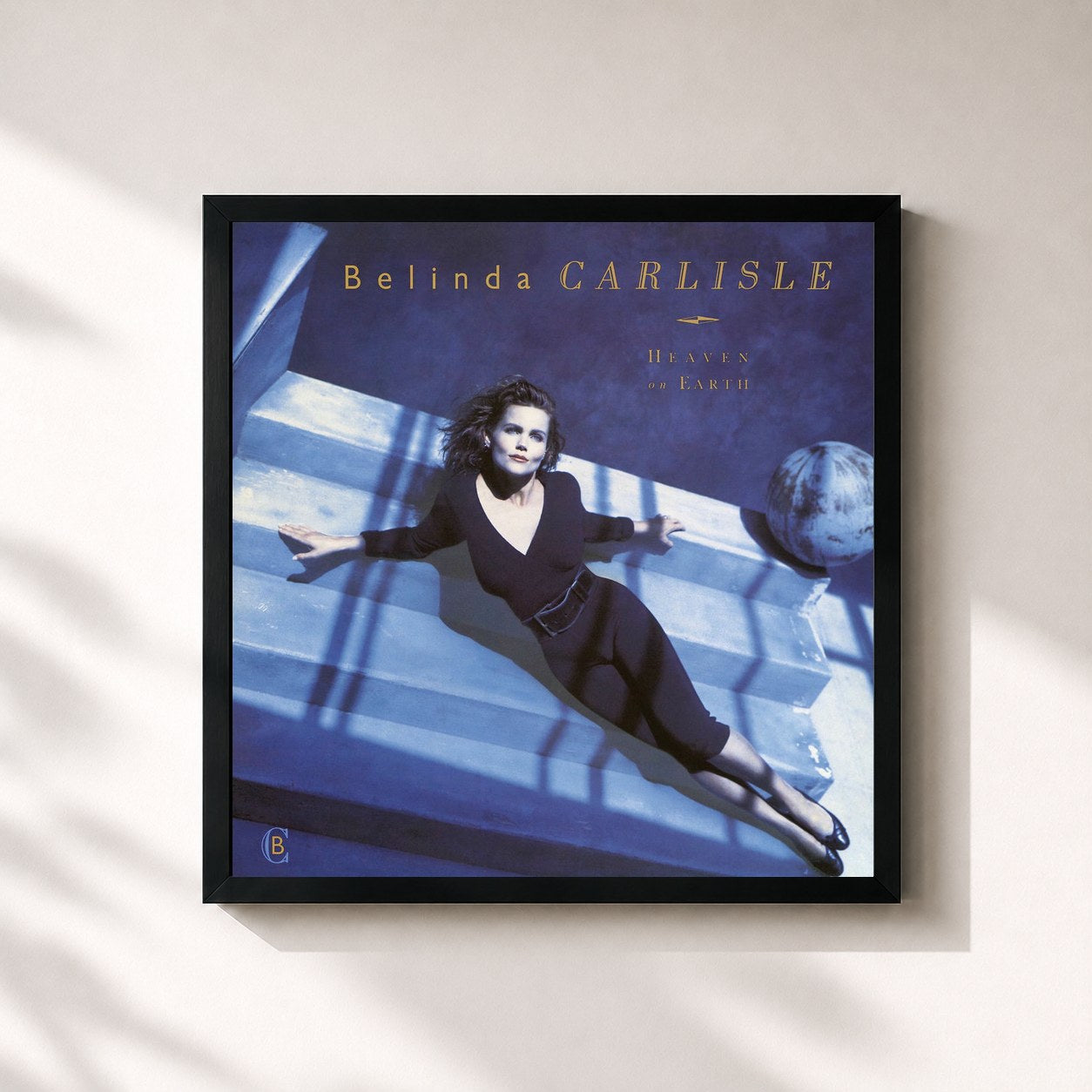 #noir Tableau carré de l'album Heaven on Earth de Belinda Carlisle, cadre noir 32x32 cm