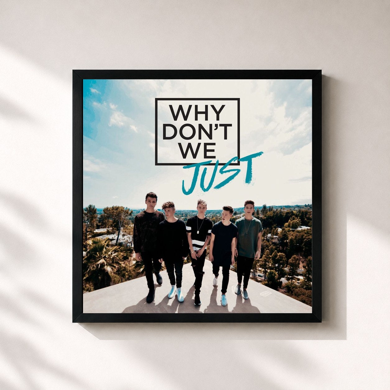 #noir Tableau carré de l'album Why Don't We Just de Why Don't We, cadre noir 32x32 cm