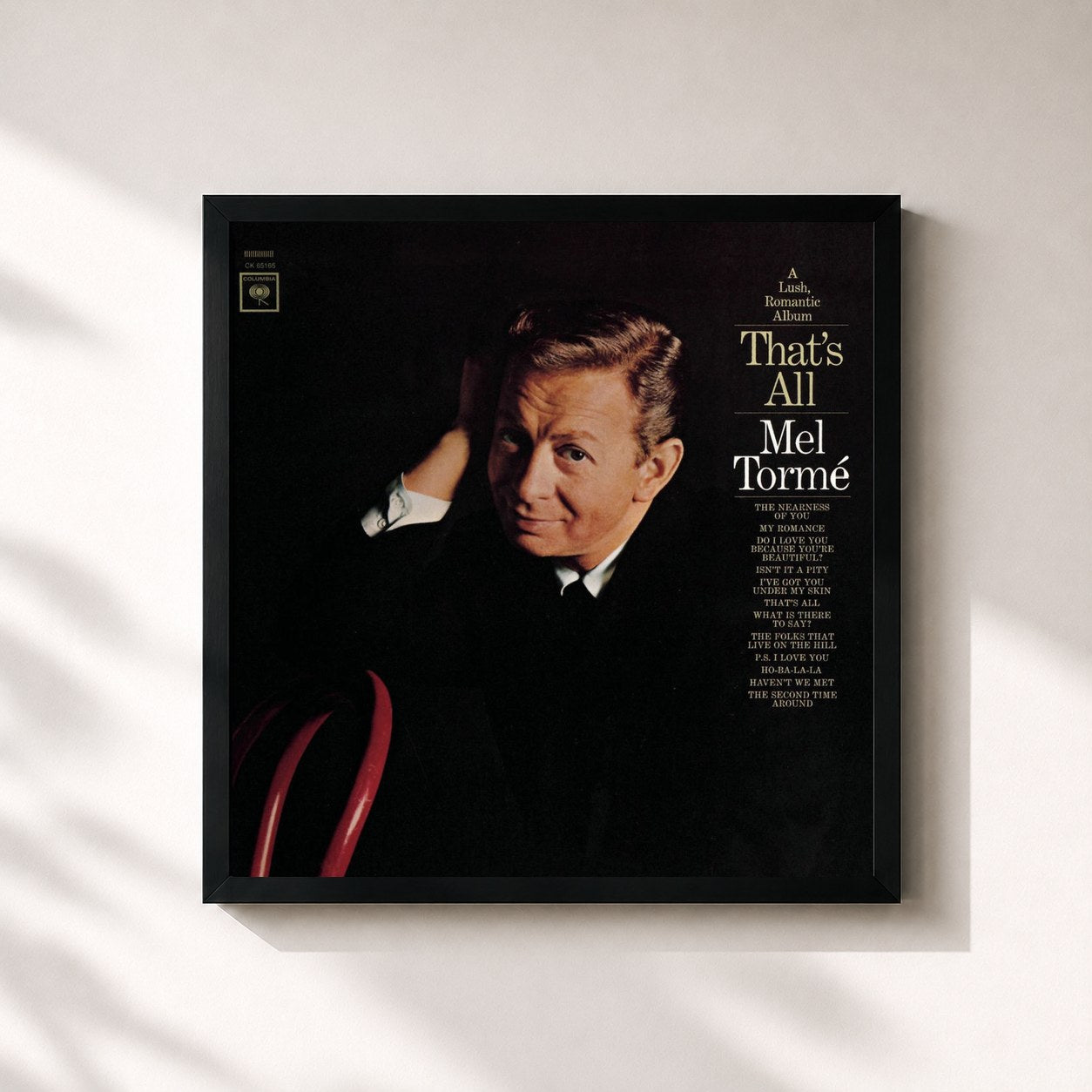#noir Tableau carré de l'album That's All de Mel Tormé, cadre noir 32x32 cm