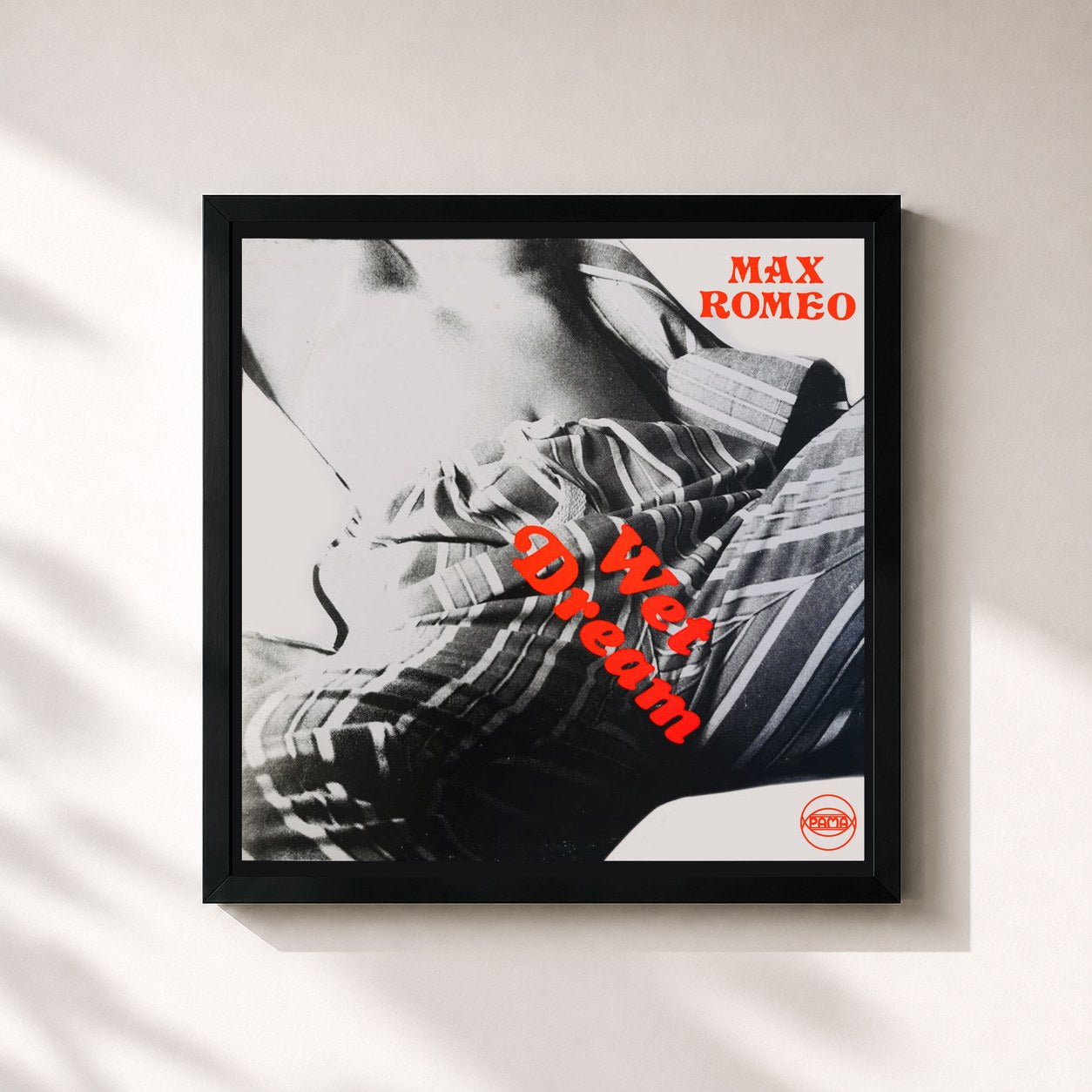 #noir Tableau carré de l'album Wet Dream EP de Max Romeo, cadre noir 32x32 cm