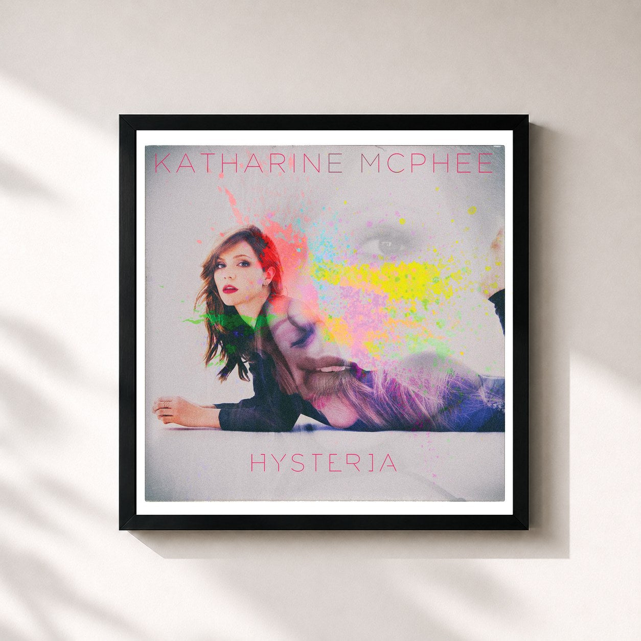#noir Tableau carré de l'album Hysteria de Katharine McPhee, cadre noir 32x32 cm