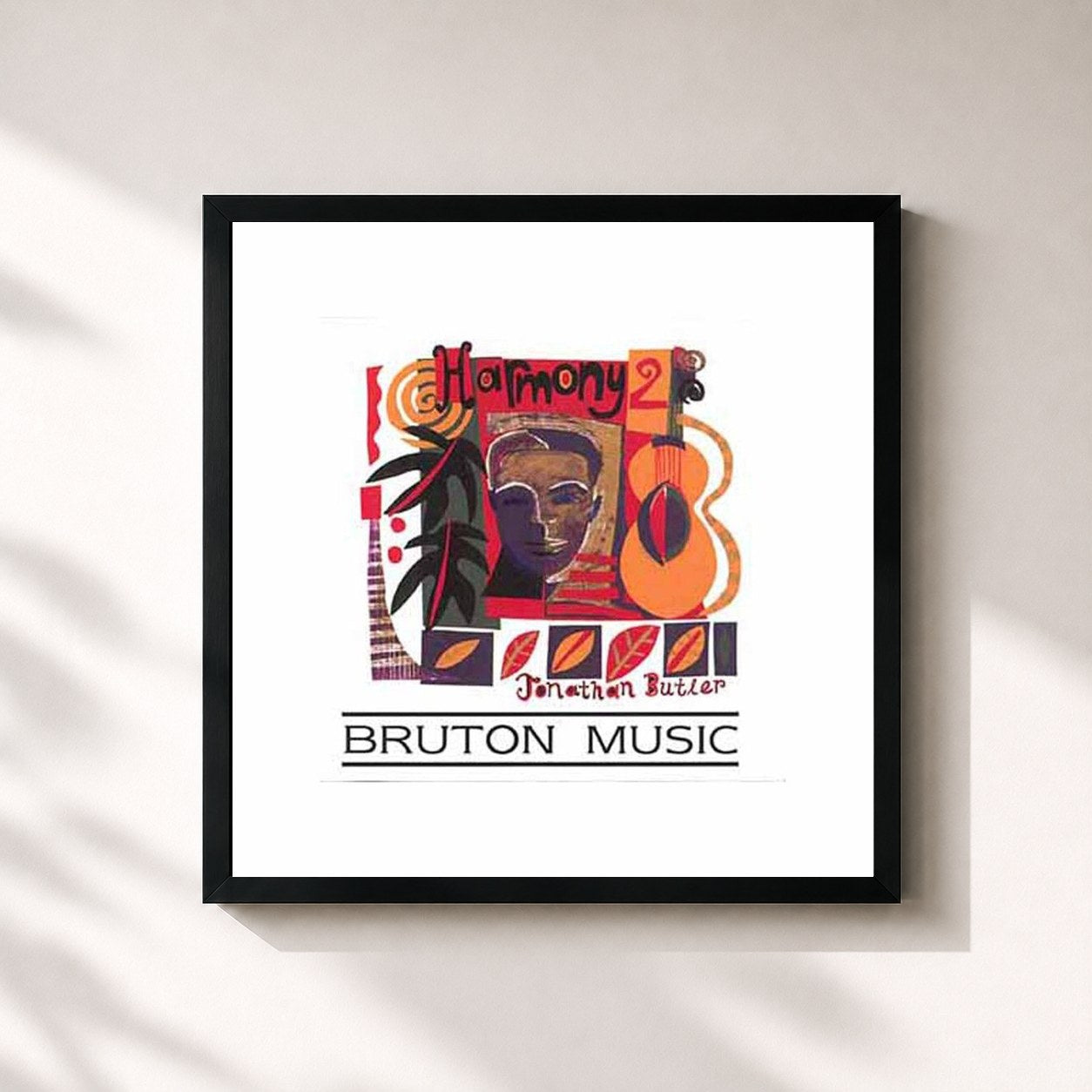 #noir Tableau carré de l'album Harmony 2 de Jonathan Butler, cadre noir 32x32 cm