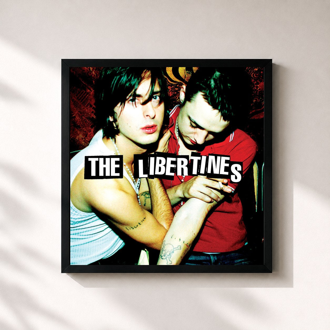 #noir Tableau carré de l'album The Libertines de The Libertines, cadre noir 32x32 cm