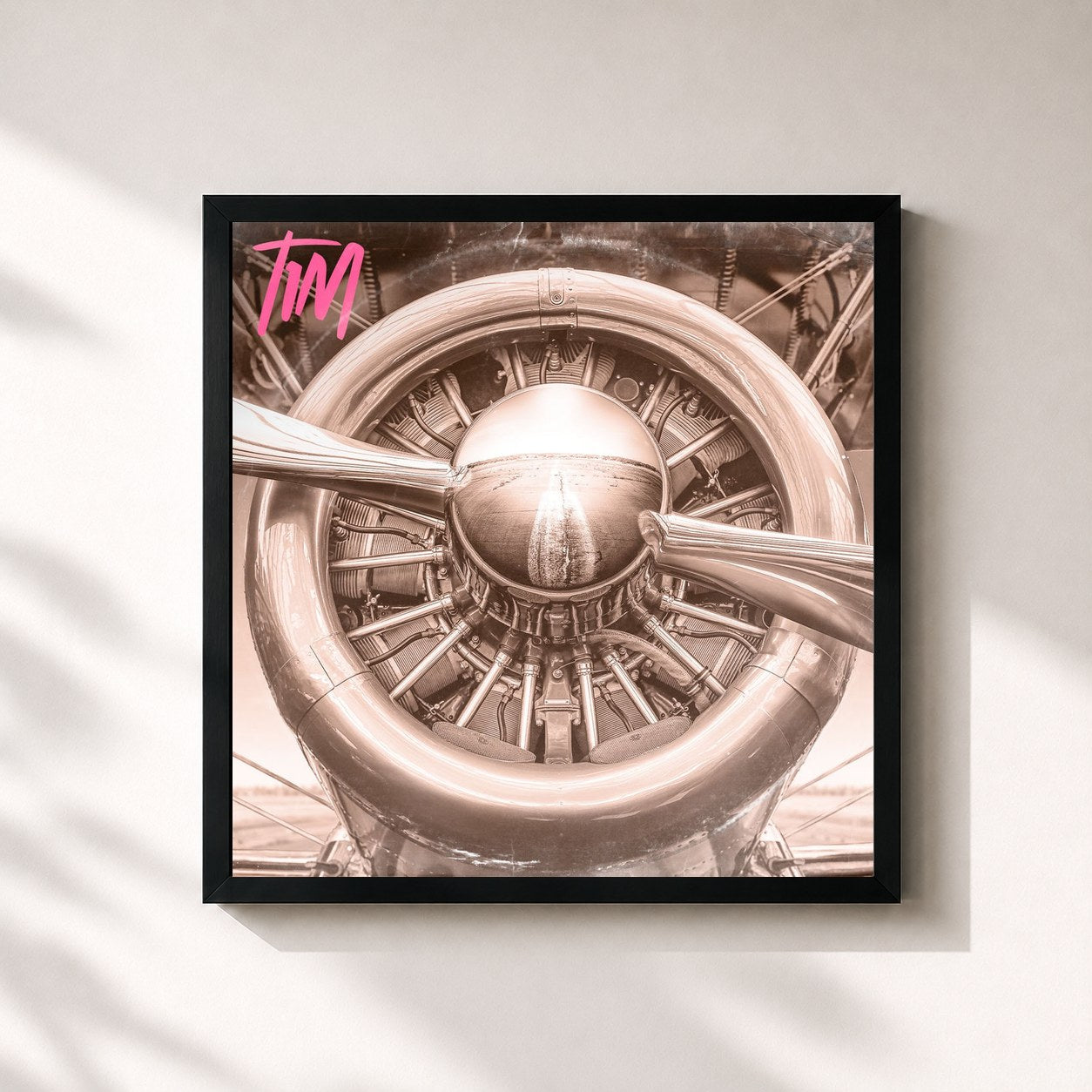 #noir Tableau carré de l'album Tim de Tim, cadre noir 32x32 cm