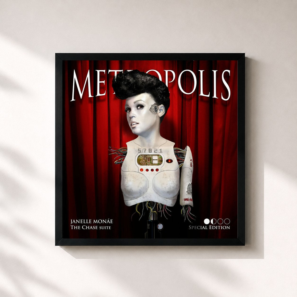 #noir Tableau carré de l'album Metropolis: The Chase Suite (Special Edition) de Janelle Monáe, cadre noir 32x32 cm