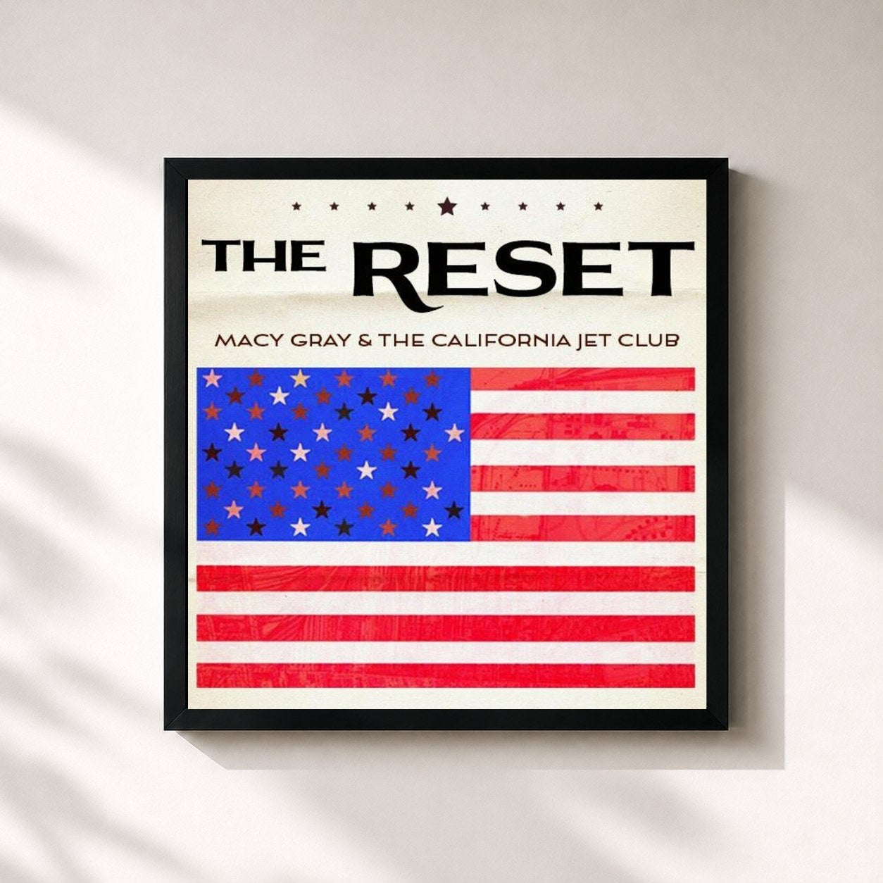 #noir Tableau carré de l'album The Reset de Macy Gray, cadre noir 32x32 cm
