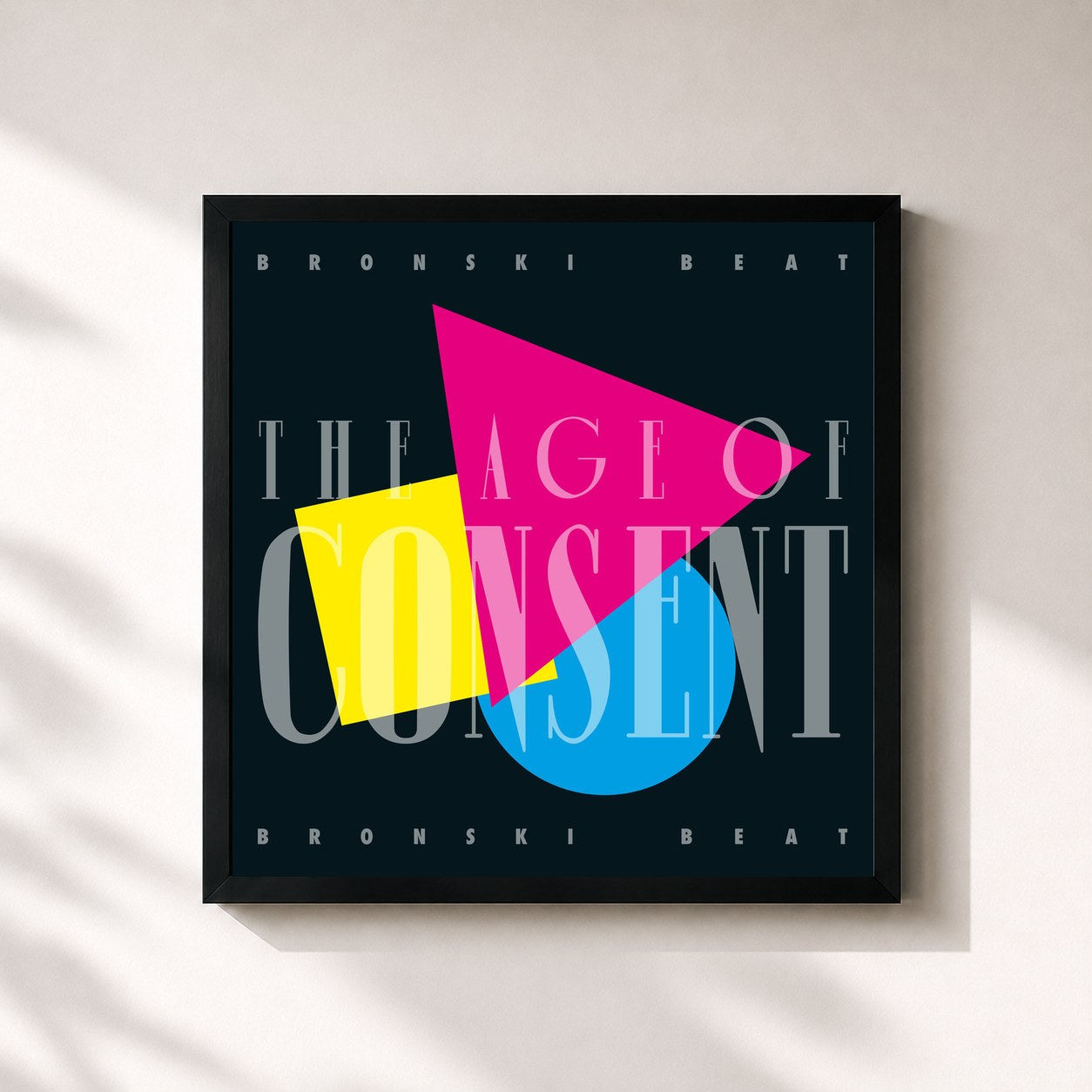 #noir Tableau carré de l'album The Age of Consent (40 Year Anniversary Edition) de Bronski Beat, cadre noir 32x32 cm