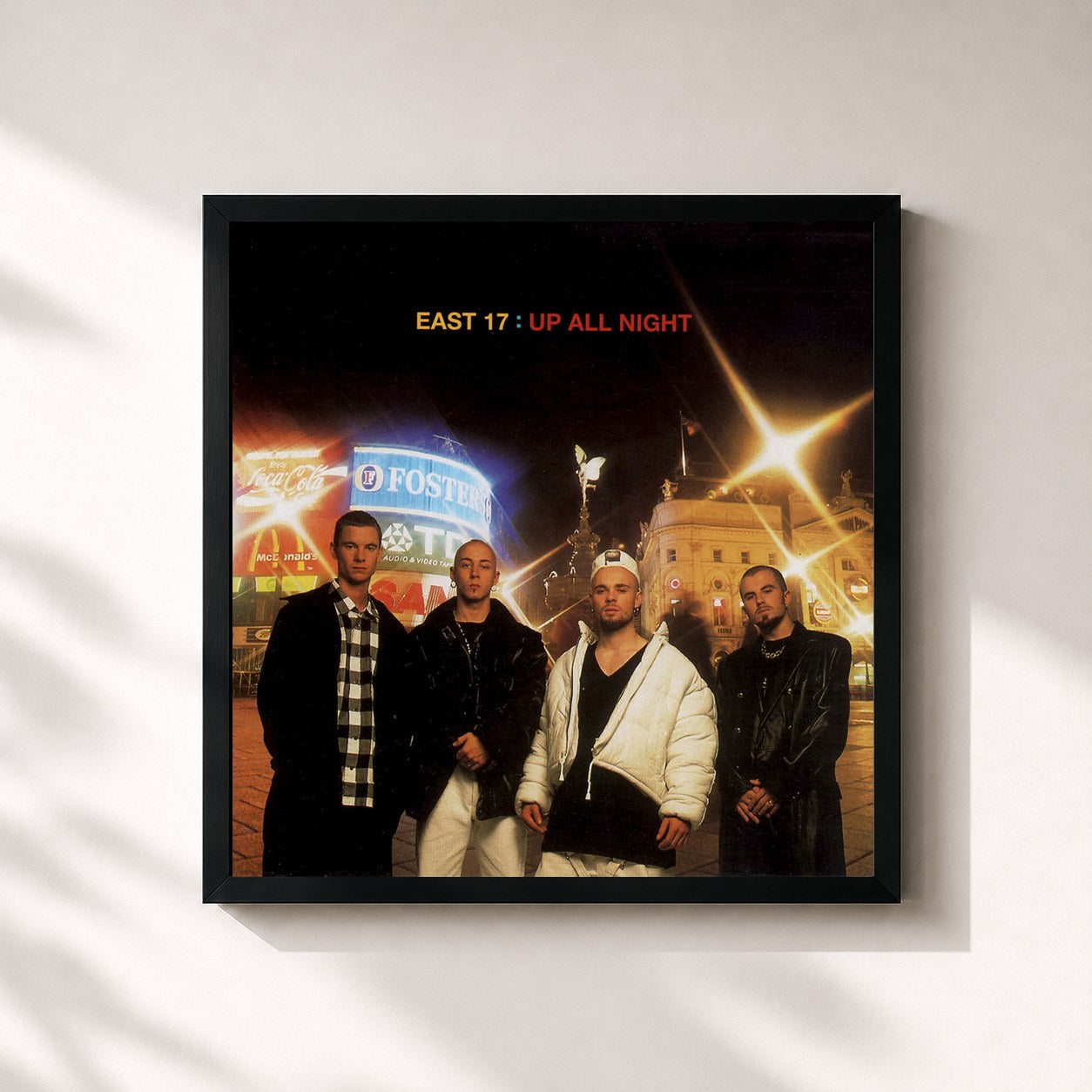 #noir Tableau carré de l'album Up All Night de East 17, cadre noir 32x32 cm