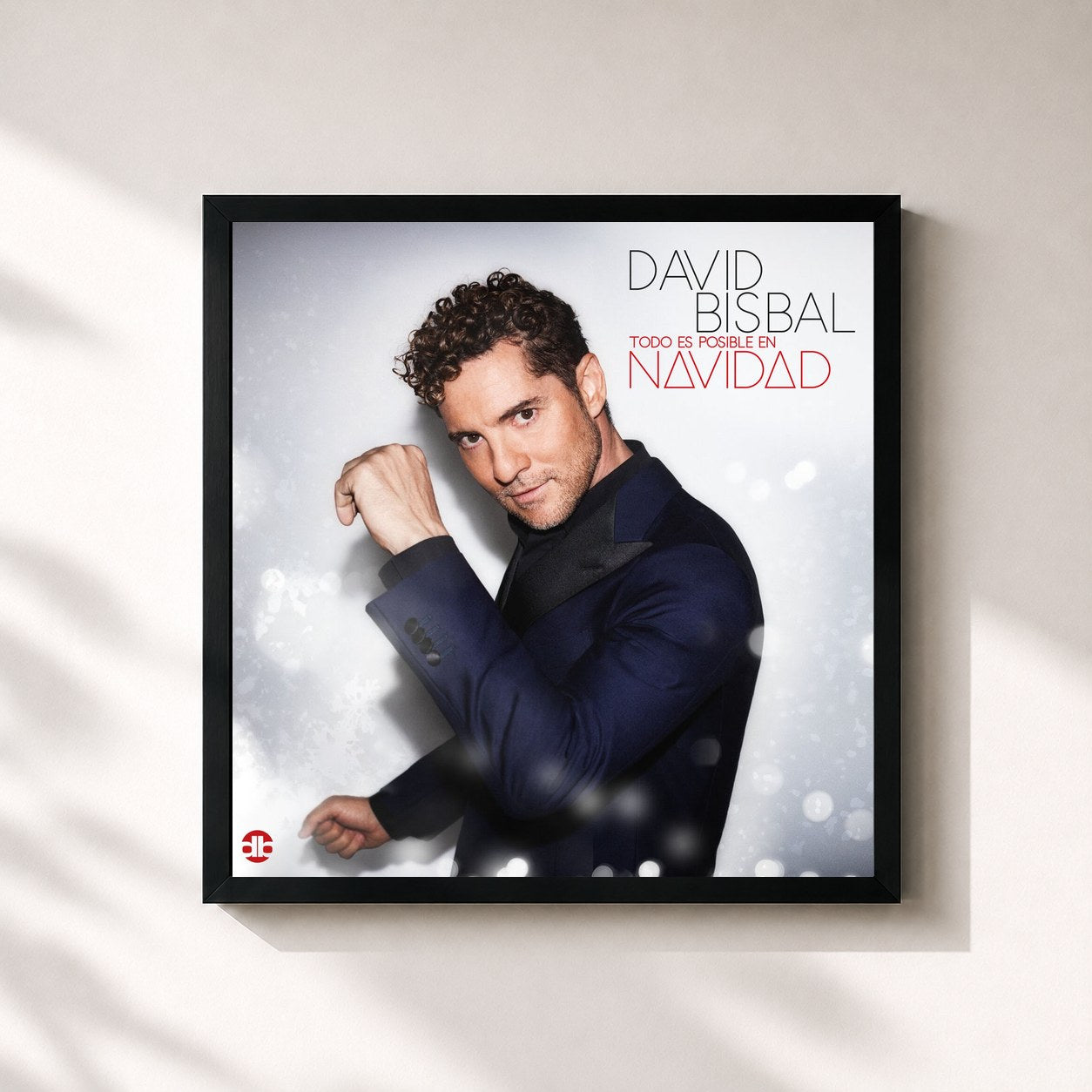 #noir Tableau carré de l'album Todo Es Posible En Navidad de David Bisbal, cadre noir 32x32 cm