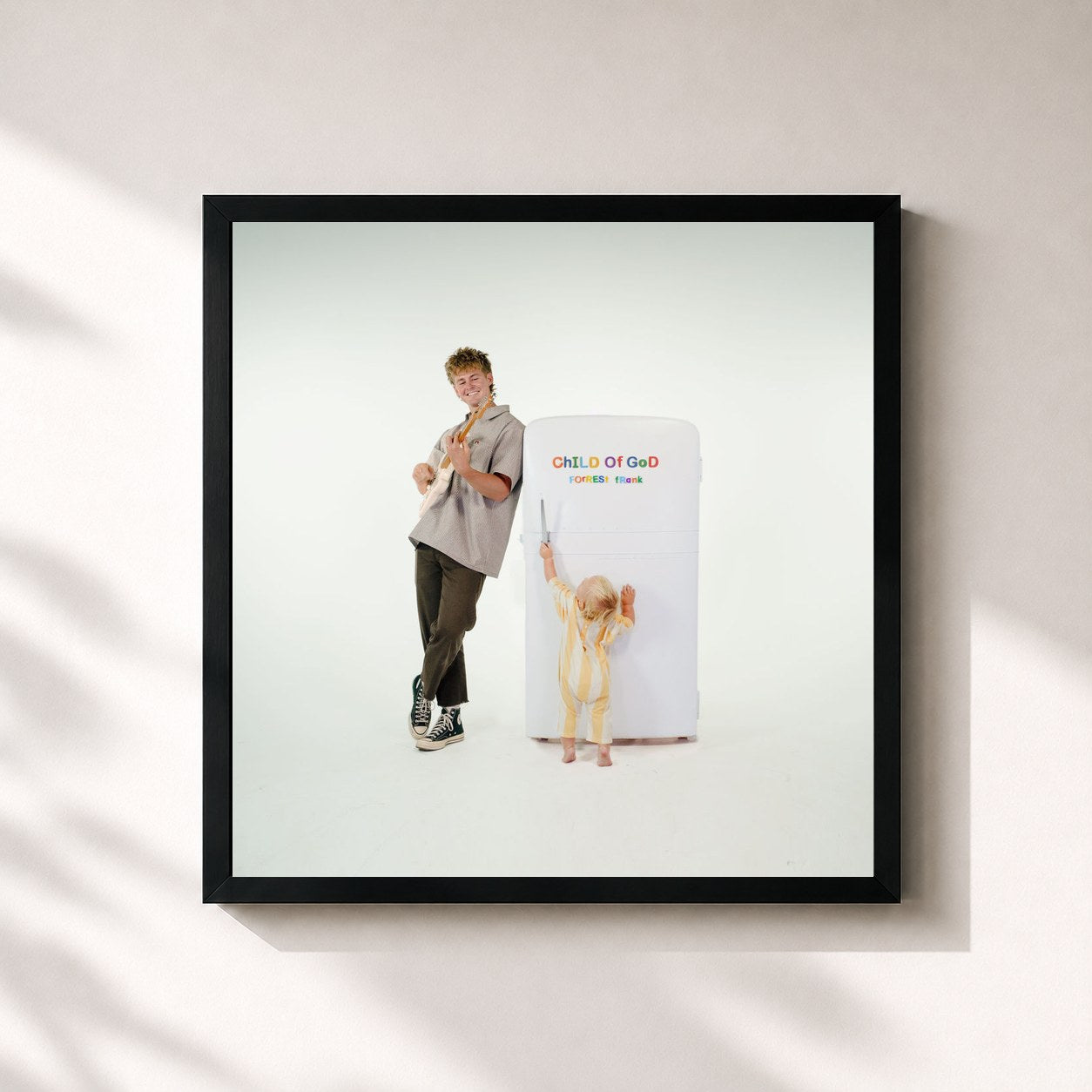 #noir Tableau carré de l'album CHILD OF GOD de Forrest Frank, cadre noir 32x32 cm