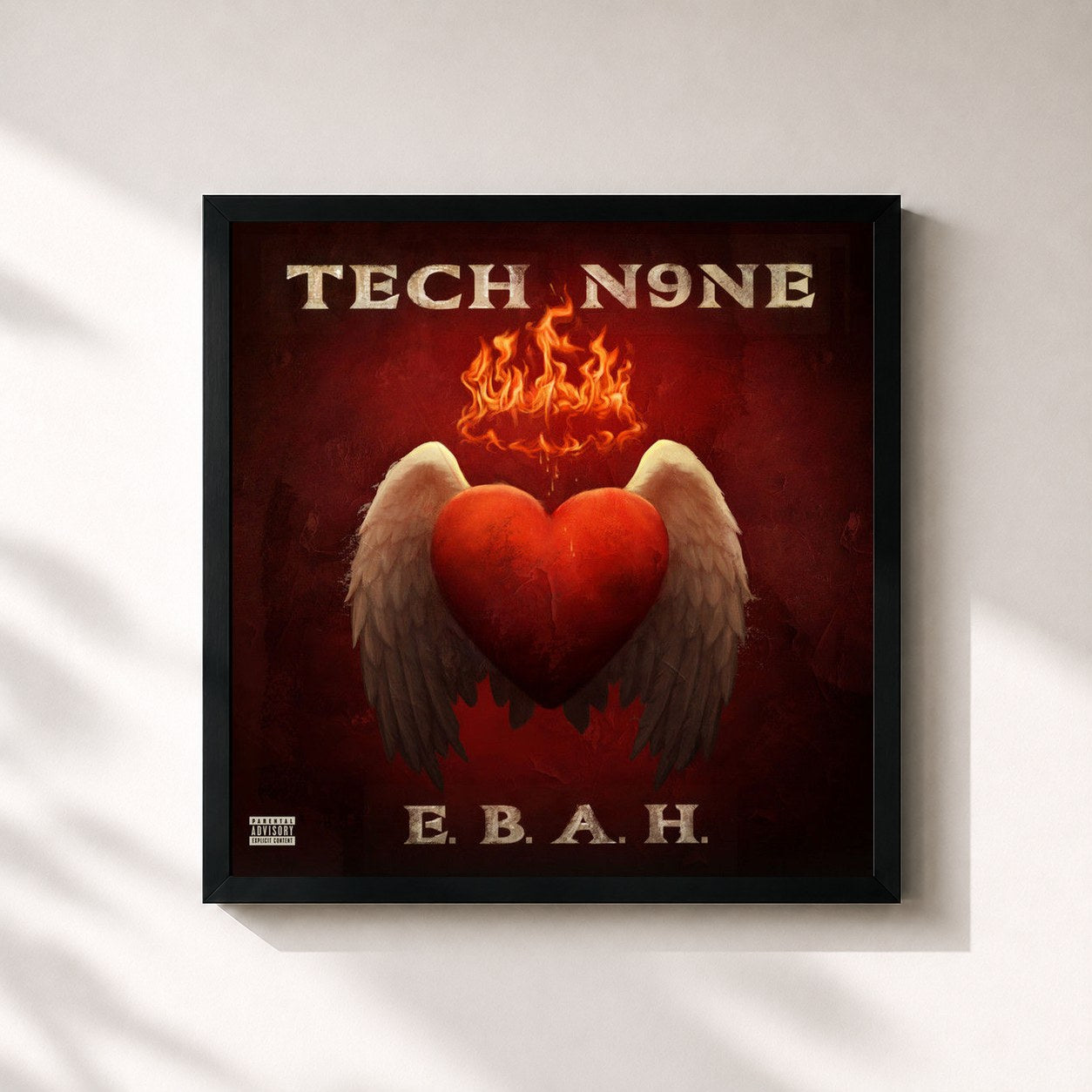 #noir Tableau carré de l'album E.B.A.H. de Tech N9ne, cadre noir 32x32 cm