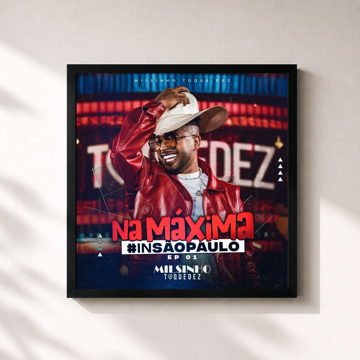 #noir Tableau carré de l'album Na Máxima #InSãoPaulo (EP 01) de Toque Dez, cadre noir 32x32 cm