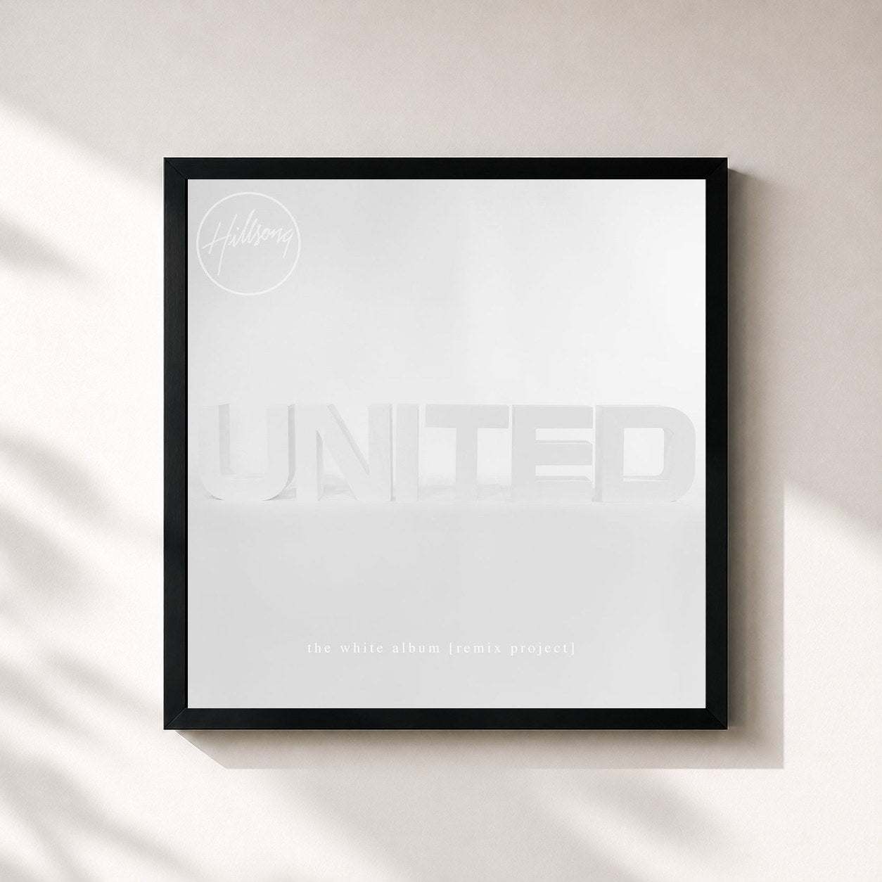 #noir Tableau carré de l'album The White Album (Remix Project) de Hillsong UNITED, cadre noir 32x32 cm