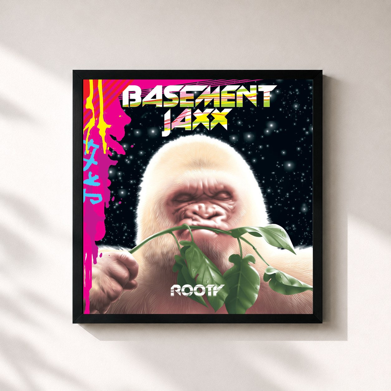 #noir Tableau carré de l'album Rooty de Basement Jaxx, cadre noir 32x32 cm