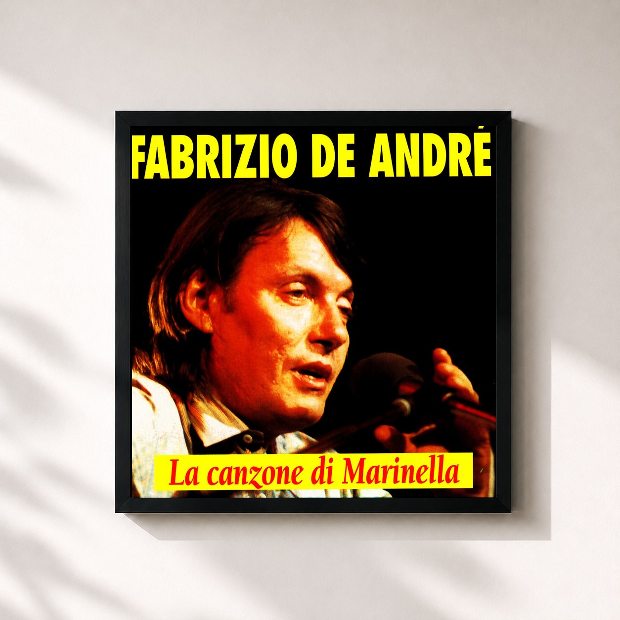 #noir Tableau carré de l'album La Canzone Di Marinella de Fabrizio De André, cadre noir 32x32 cm