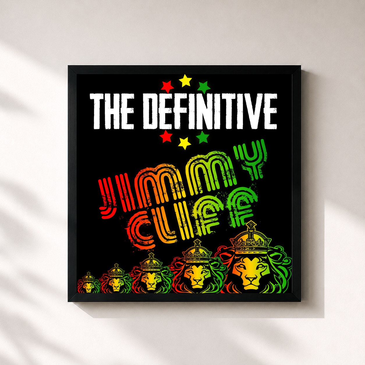 #noir Tableau carré de l'album The Definitive Jimmy Cliff de Jimmy Cliff, cadre noir 32x32 cm