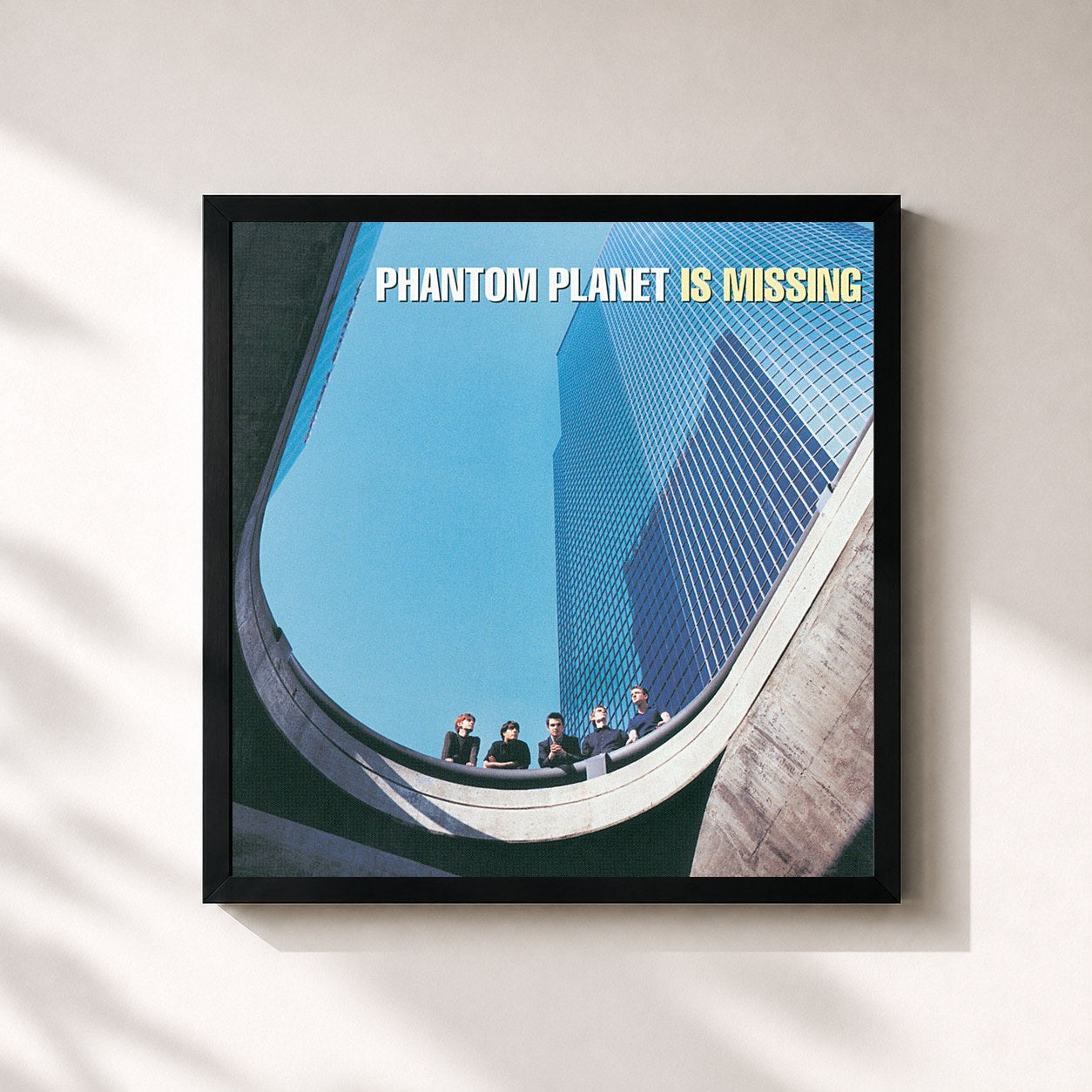 #noir Tableau carré de l'album Phantom Planet Is Missing de Phantom Planet, cadre noir 32x32 cm