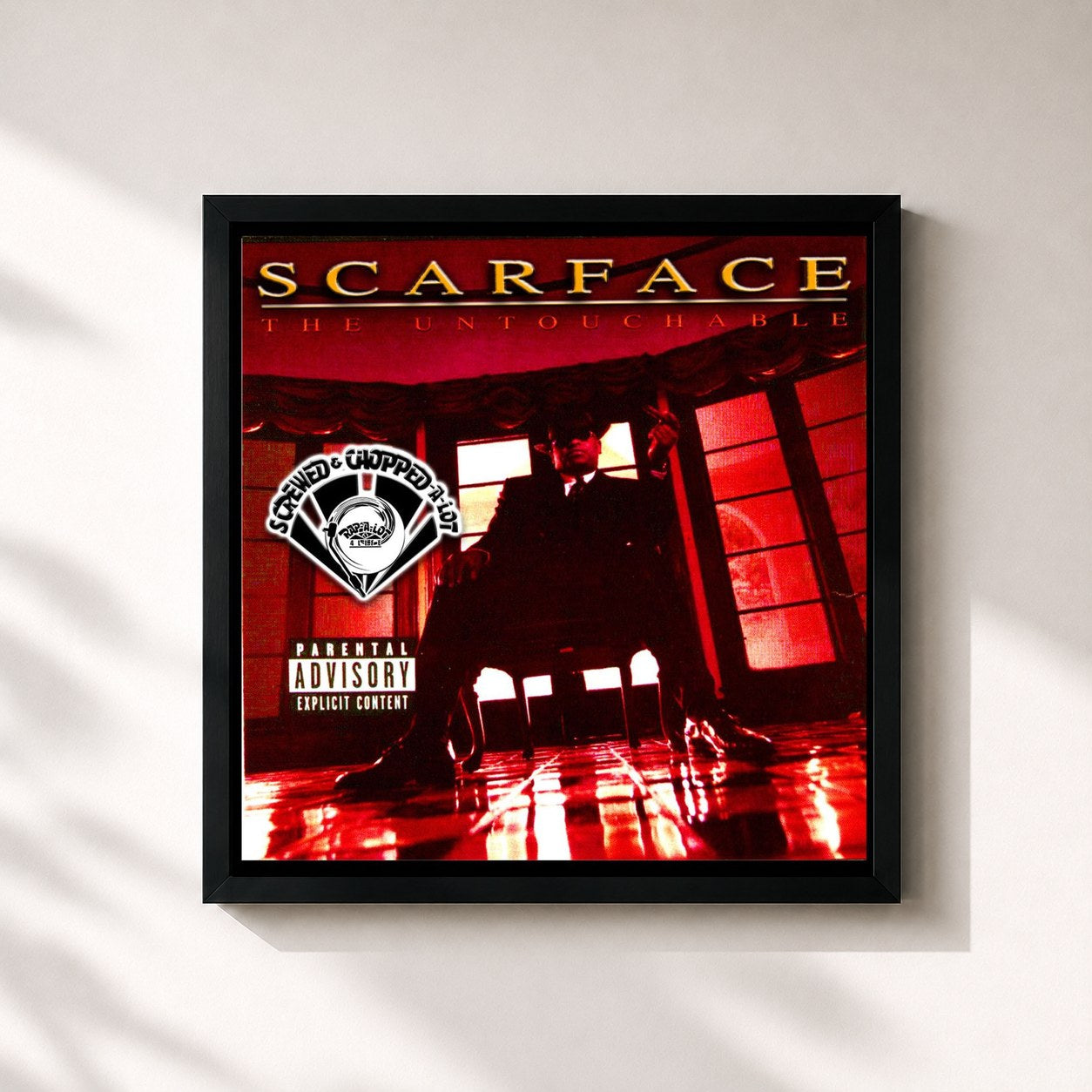 #noir Tableau carré de l'album The Untouchable de Scarface, cadre noir 32x32 cm