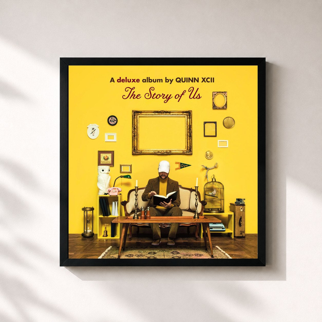 #noir Tableau carré de l'album The Story of Us (Deluxe) de Quinn XCII, cadre noir 32x32 cm