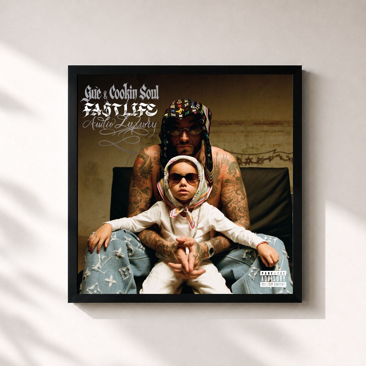 #noir Tableau carré de l'album FASTLIFE 5 : Audio Luxury de Guè, cadre noir 32x32 cm
