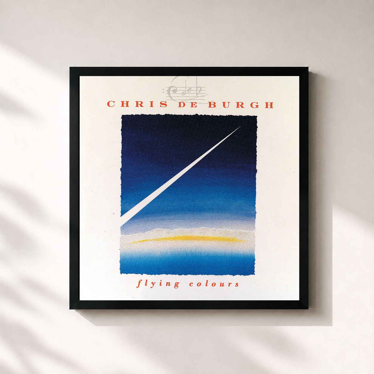 #noir Tableau carré de l'album Flying Colours de Chris de Burgh, cadre noir 32x32 cm