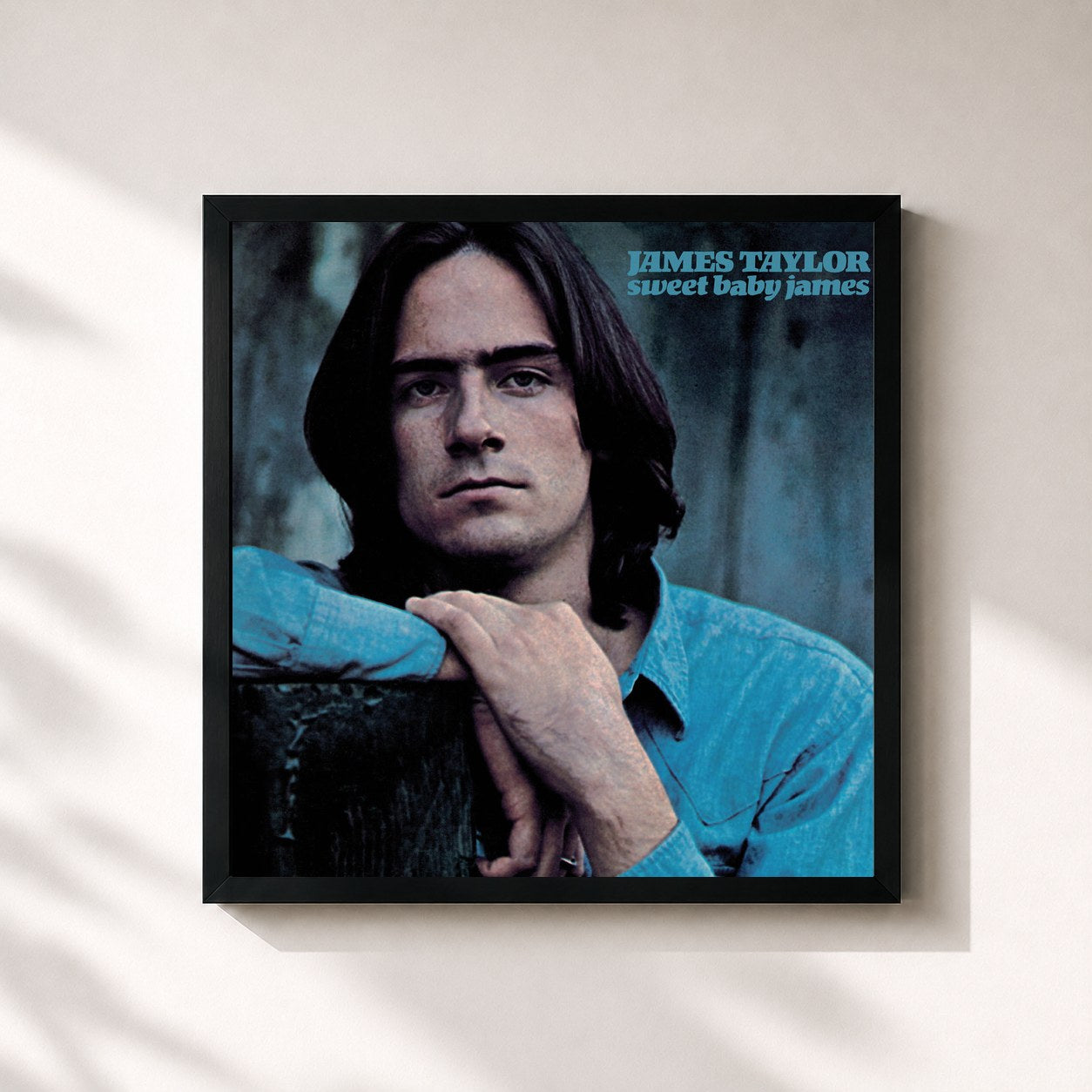 #noir Tableau carré de l'album Sweet Baby James (2019 Remaster) de James Taylor, cadre noir 32x32 cm