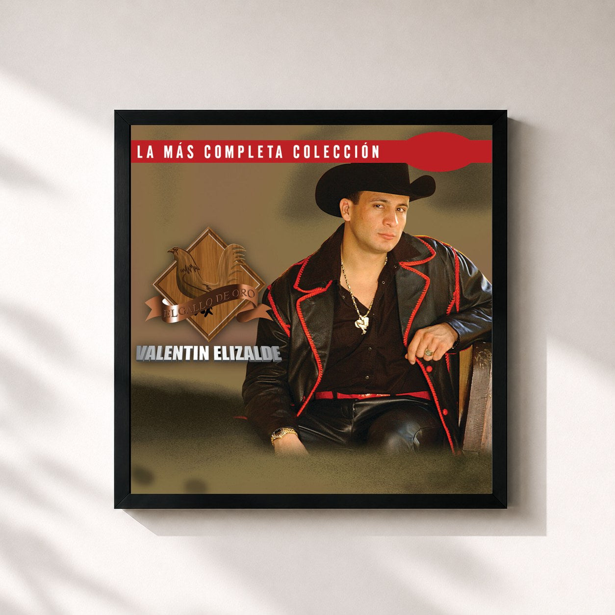 #noir Tableau carré de l'album La Más Completa Colección de Valentin Elizalde, cadre noir 32x32 cm