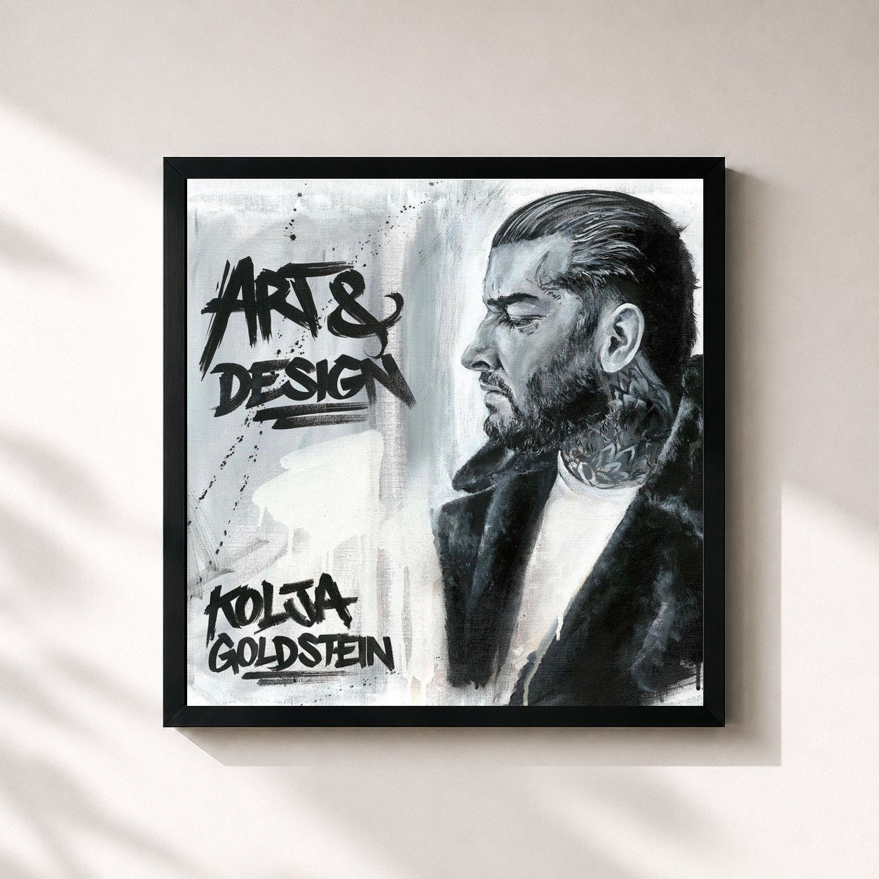 #noir Tableau carré de l'album Art & Design de Kolja Goldstein, cadre noir 32x32 cm