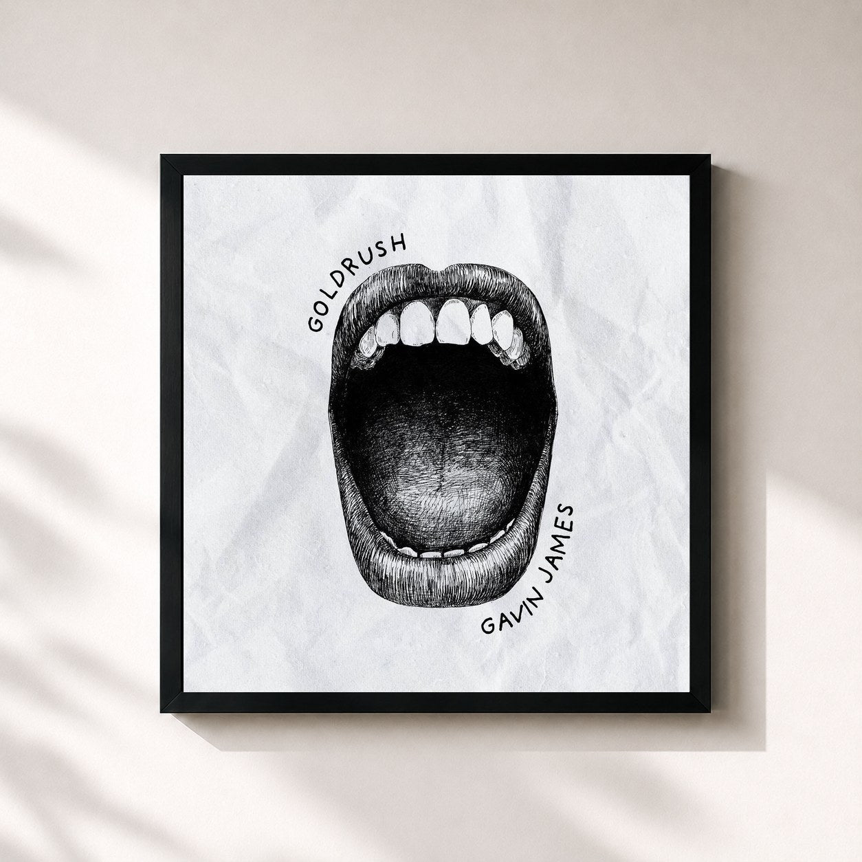 #noir Tableau carré de l'album Goldrush de Gavin James, cadre noir 32x32 cm