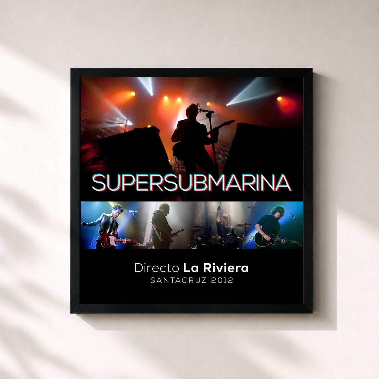 #noir Tableau carré de l'album La Riviera de Supersubmarina, cadre noir 32x32 cm