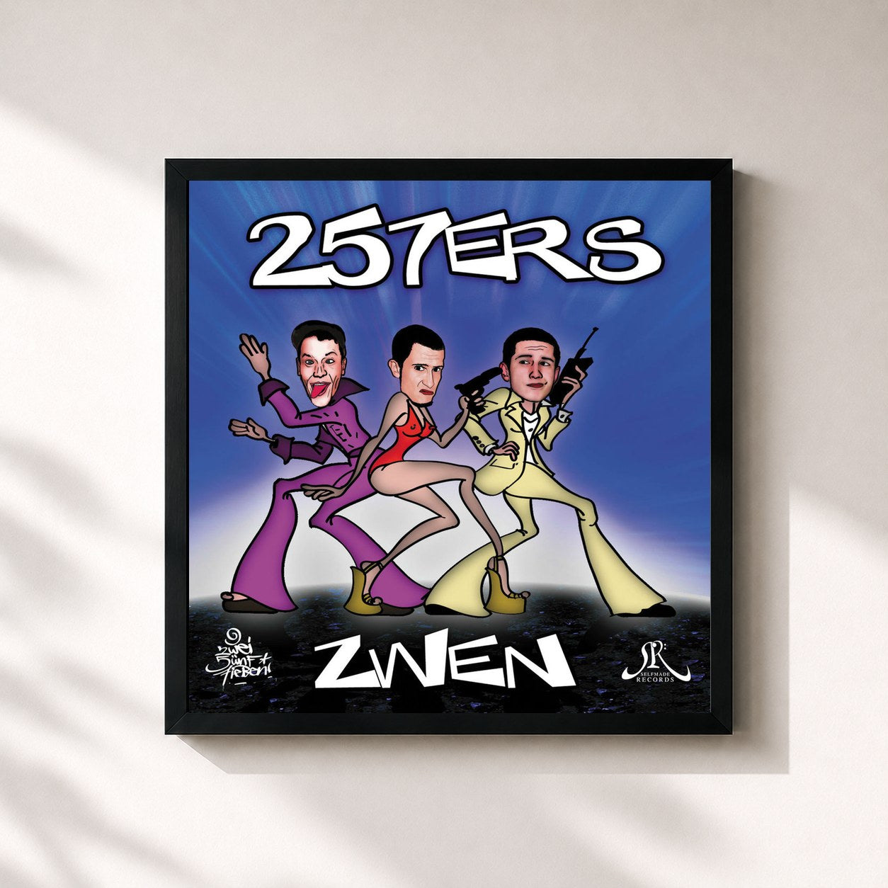 #noir Tableau carré de l'album Zwen (Re-Edissn) de 257ers, cadre noir 32x32 cm