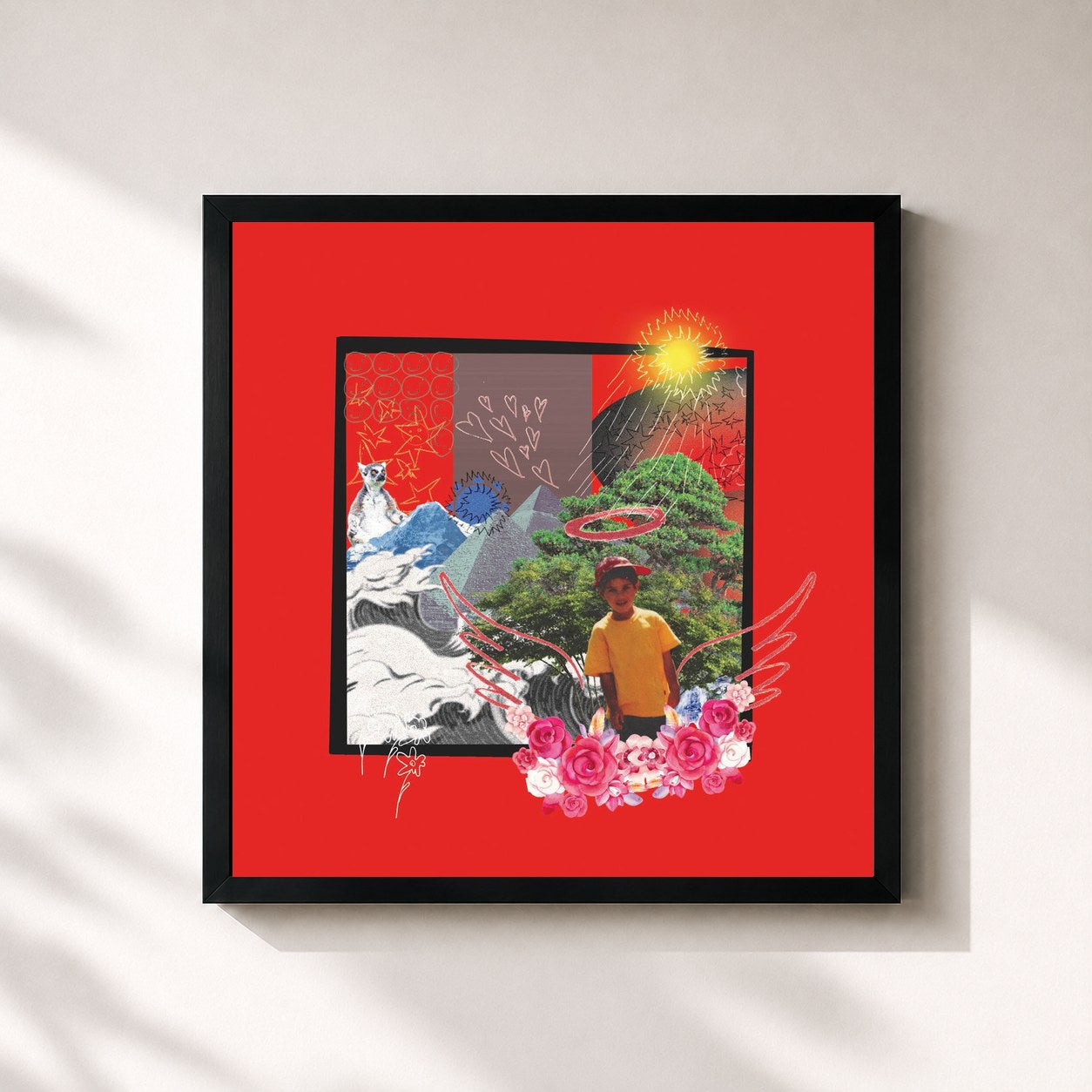 #noir Tableau carré de l'album Endlich Wieder Sommer de Longus Mongus, cadre noir 32x32 cm