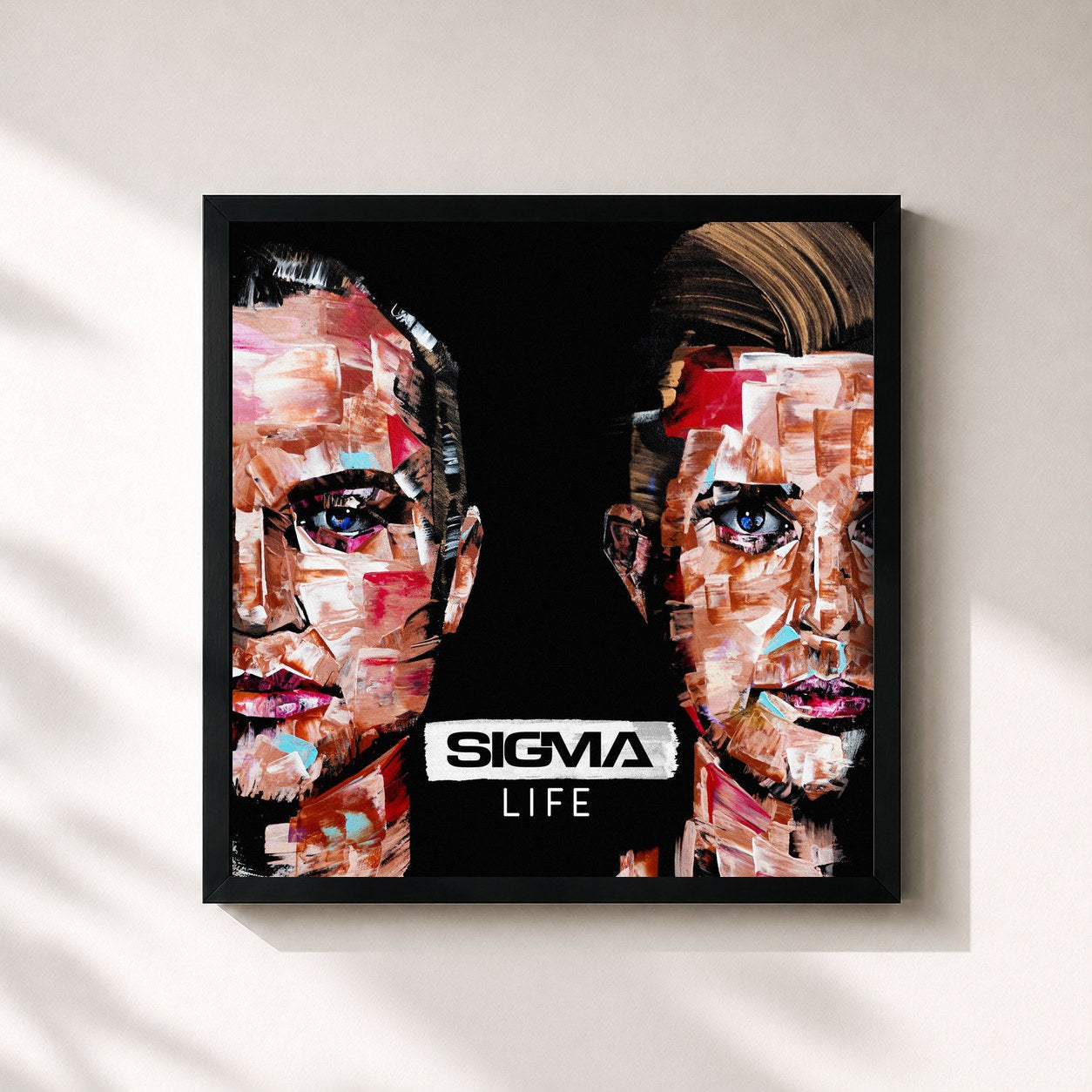#noir Tableau carré de l'album Life de Sigma, cadre noir 32x32 cm