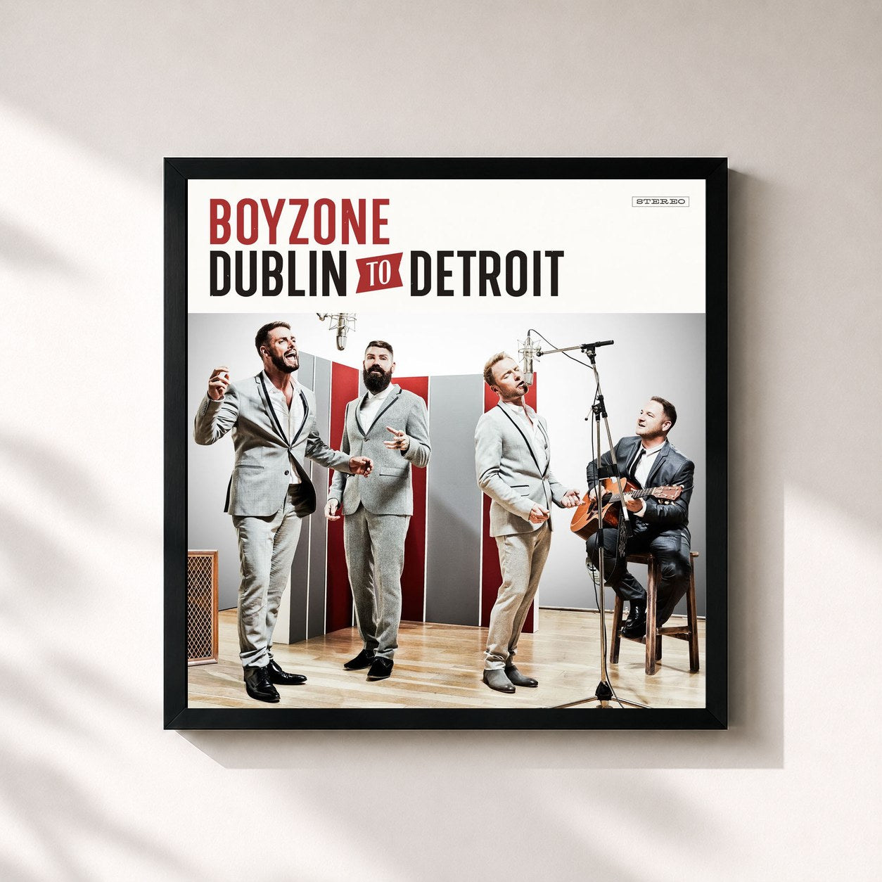 #noir Tableau carré de l'album Dublin to Detroit de Boyzone, cadre noir 32x32 cm