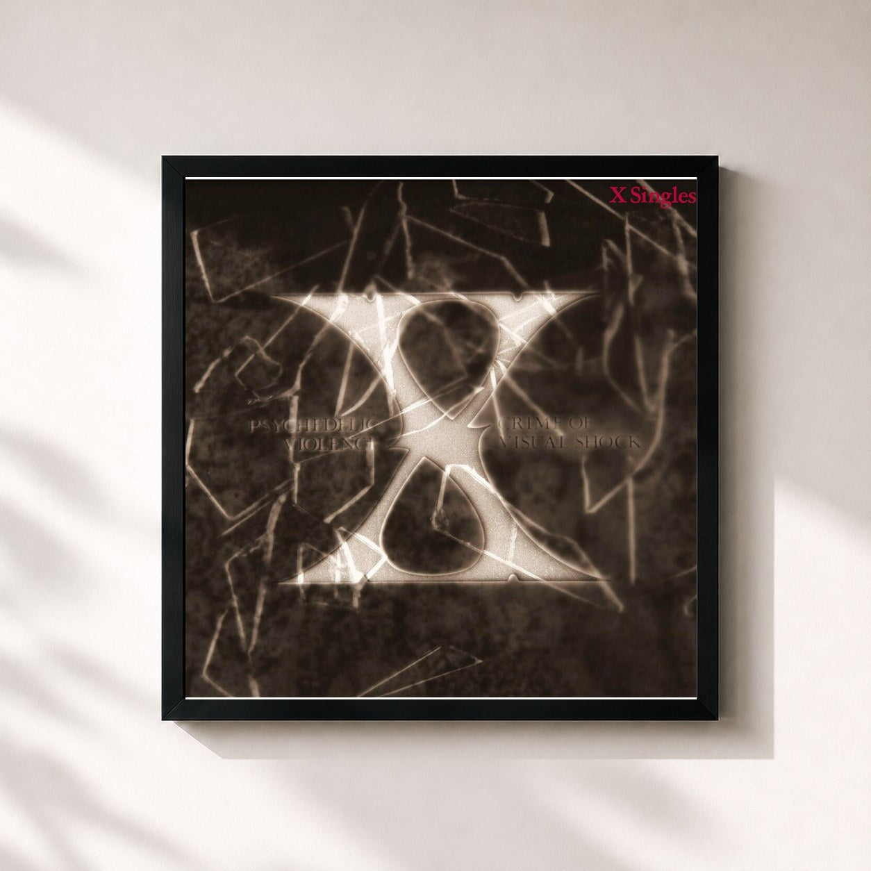 #noir Tableau carré de l'album X Singles (2014 Remaster) de X JAPAN, cadre noir 32x32 cm