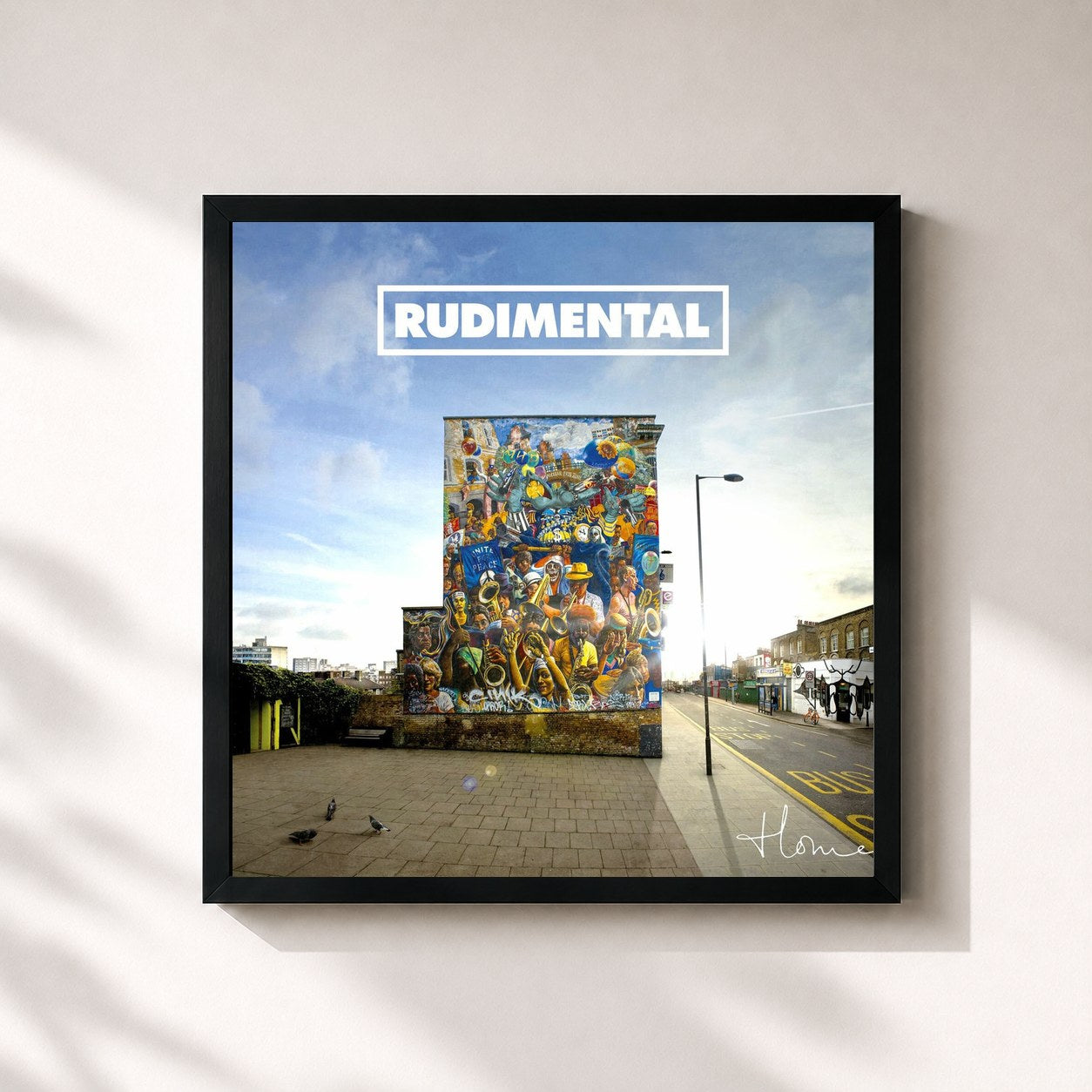 #noir Tableau carré de l'album Home de Rudimental, cadre noir 32x32 cm