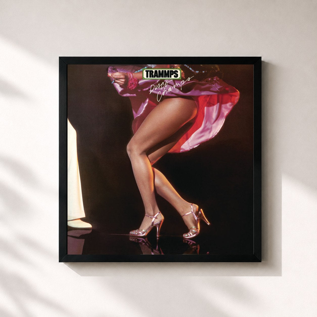 #noir Tableau carré de l'album Disco Champs de The Trammps, cadre noir 32x32 cm