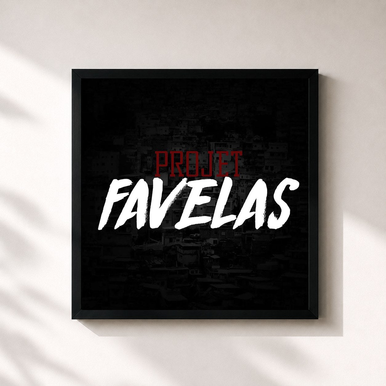 #noir Tableau carré de l'album Projet Favelas de 4Keus Gang, cadre noir 32x32 cm