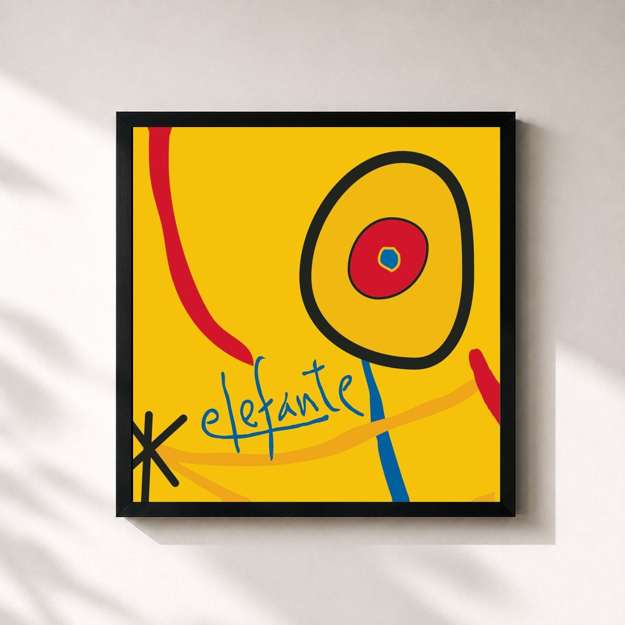 #noir Tableau carré de l'album El Que Busca Encuentra de Elefante, cadre noir 32x32 cm