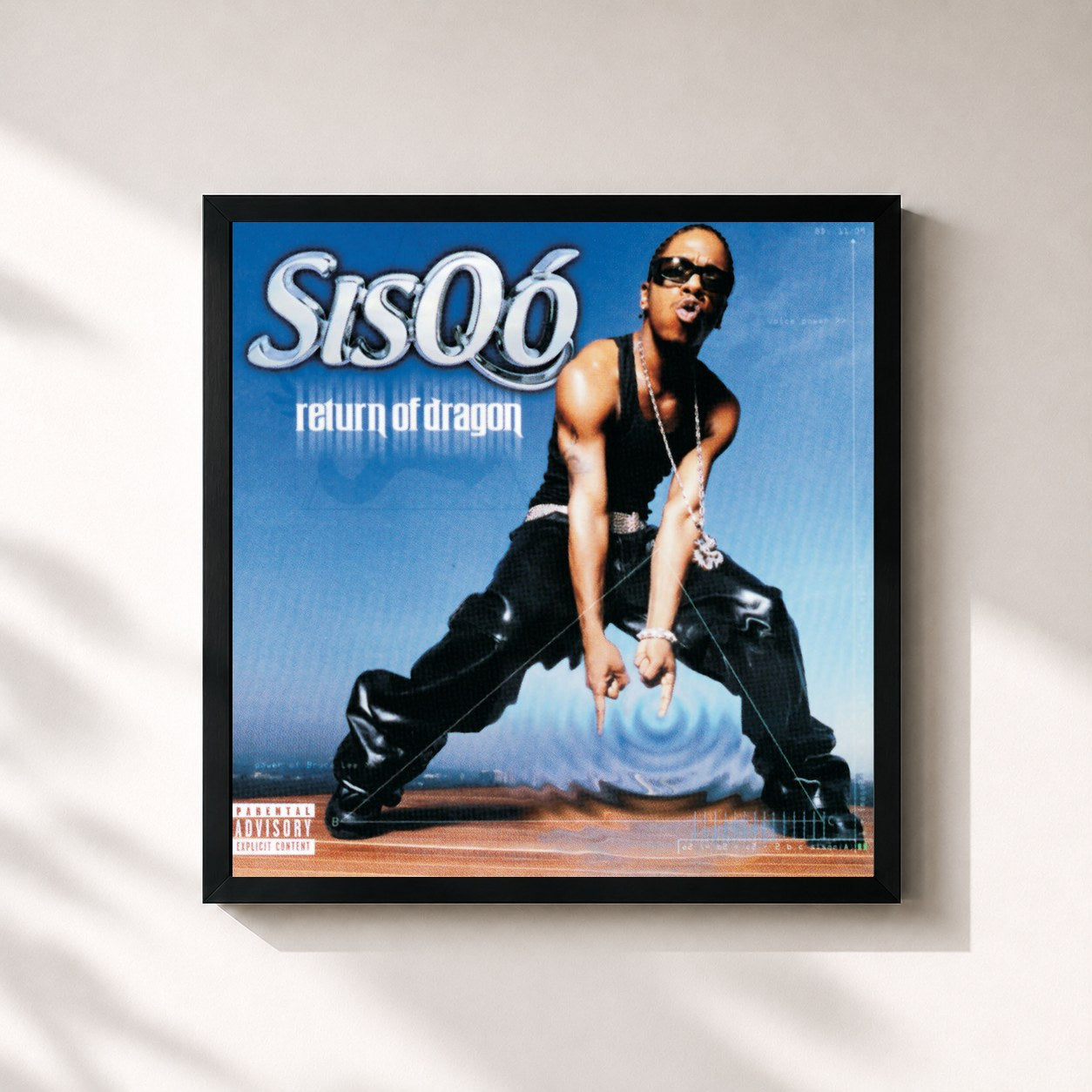 #noir Tableau carré de l'album Return Of Dragon de Sisqó, cadre noir 32x32 cm