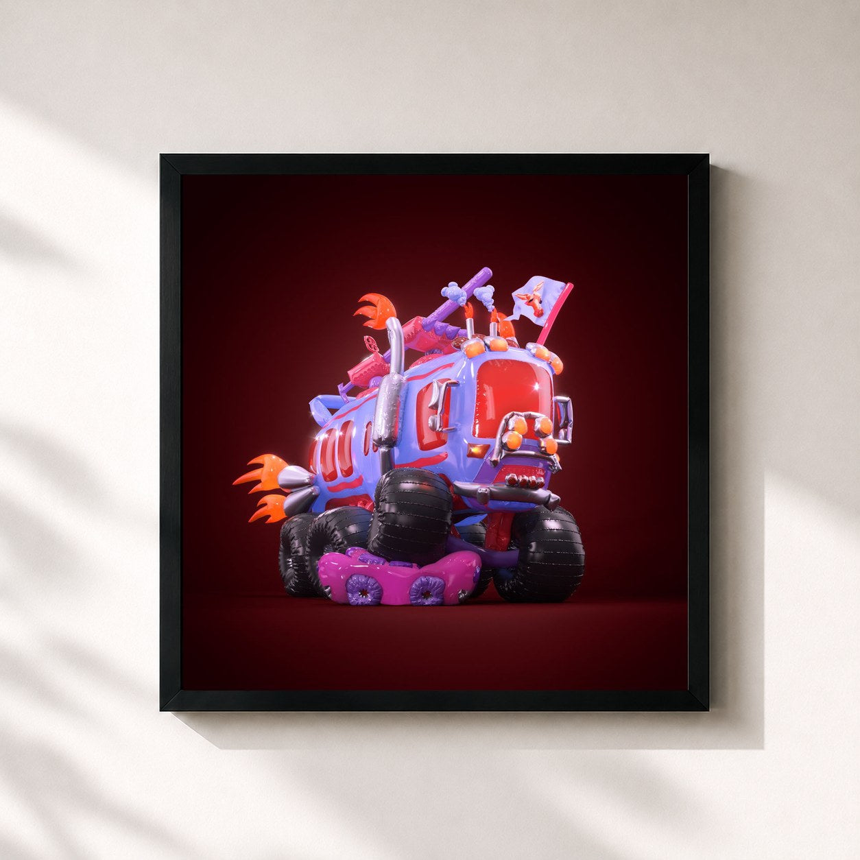 #noir Tableau carré de l'album Tourlife4Life de Die Orsons, cadre noir 32x32 cm