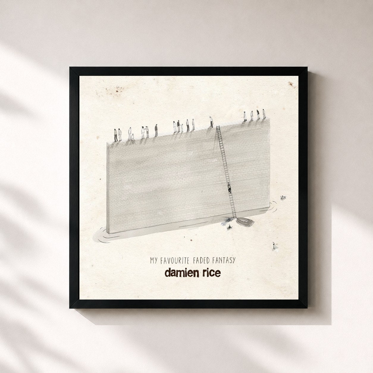 #noir Tableau carré de l'album My Favourite Faded Fantasy de Damien Rice, cadre noir 32x32 cm