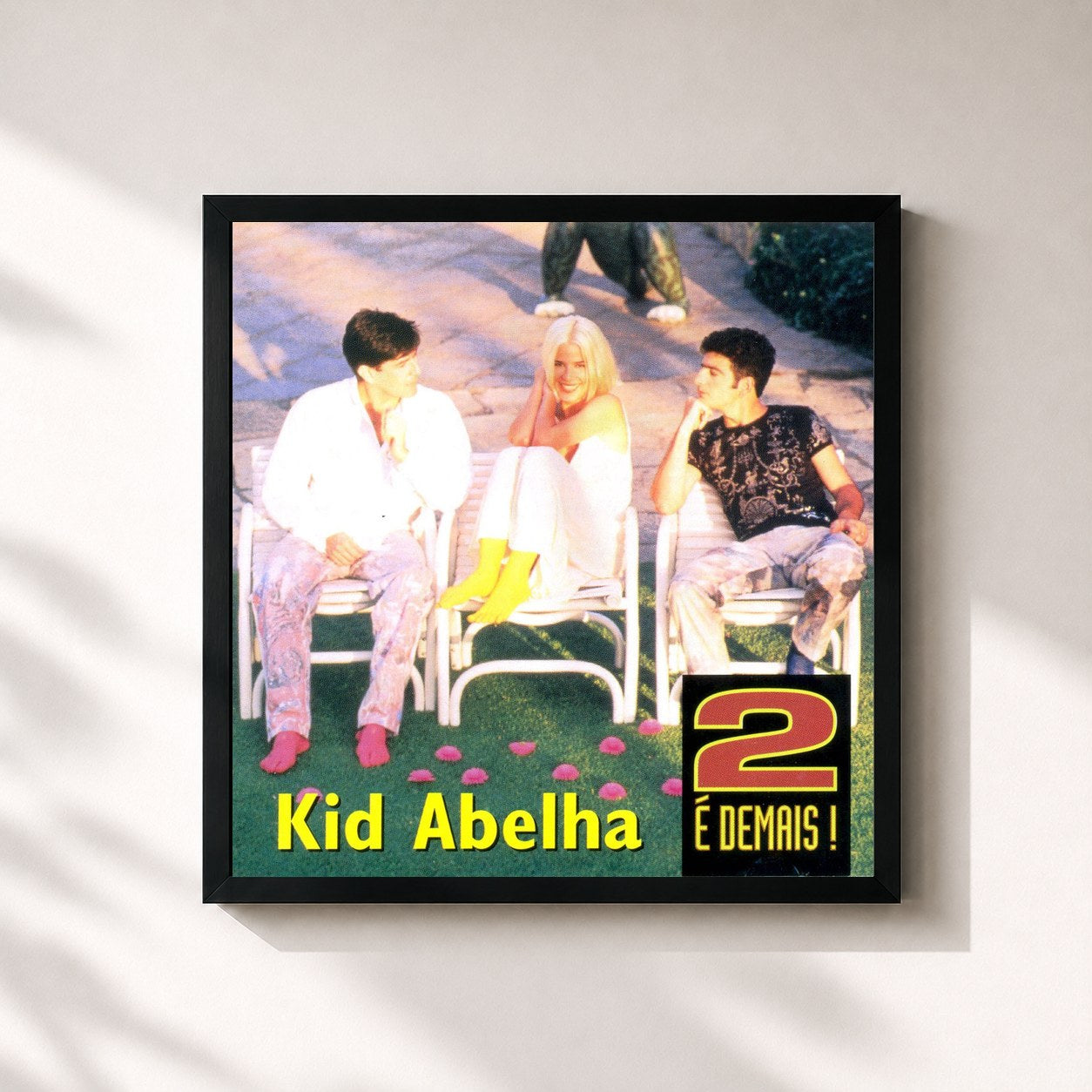 #noir Tableau carré de l'album 2 é Demais de Kid Abelha, cadre noir 32x32 cm