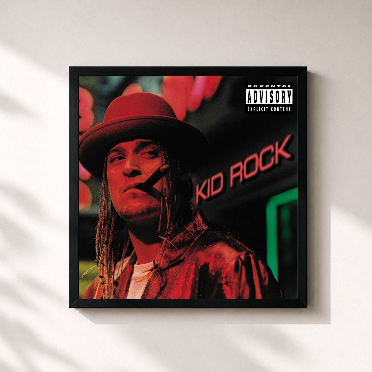 #noir Tableau carré de l'album Devil Without a Cause de Kid Rock, cadre noir 32x32 cm