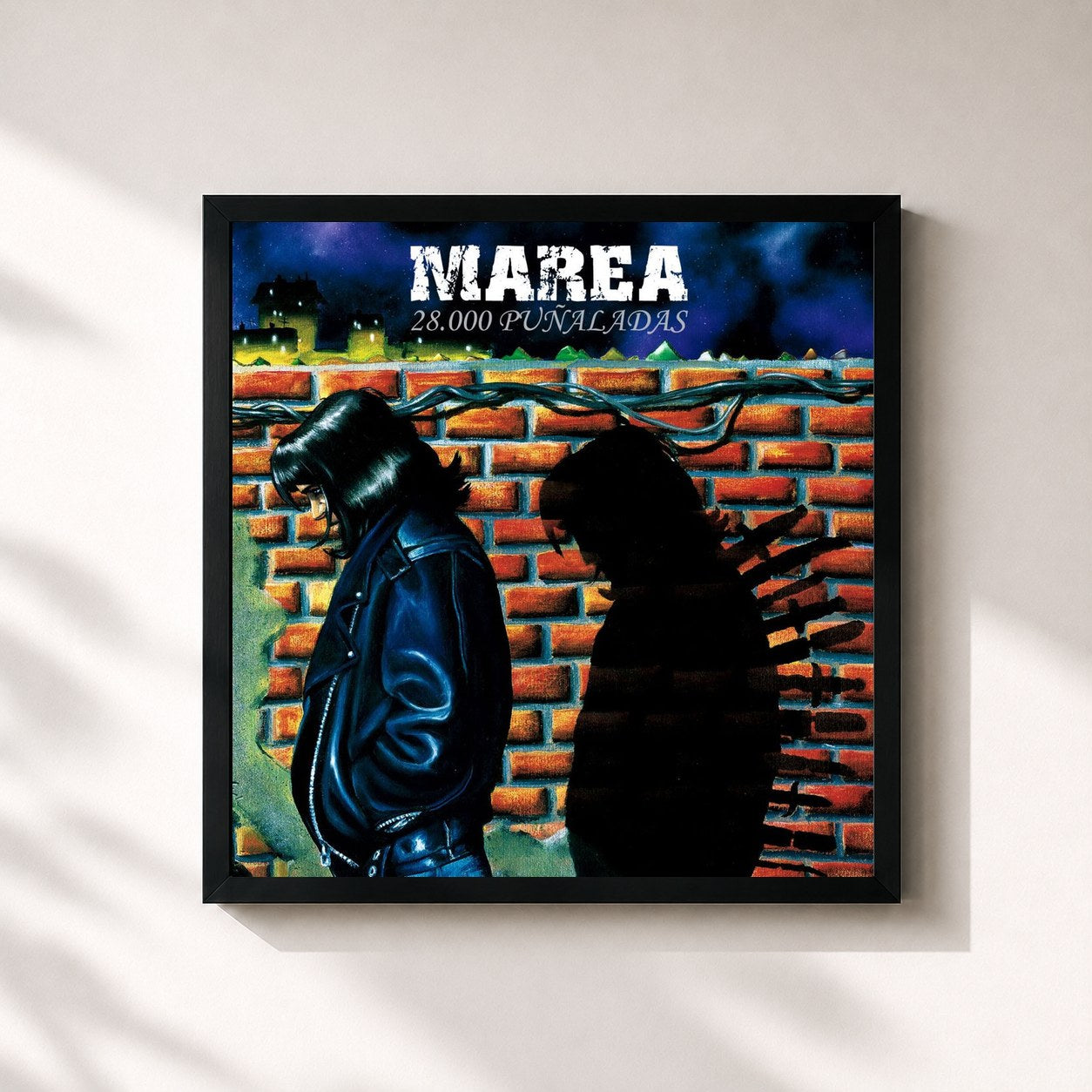 #noir Tableau carré de l'album 28.000 puñaladas de Marea, cadre noir 32x32 cm