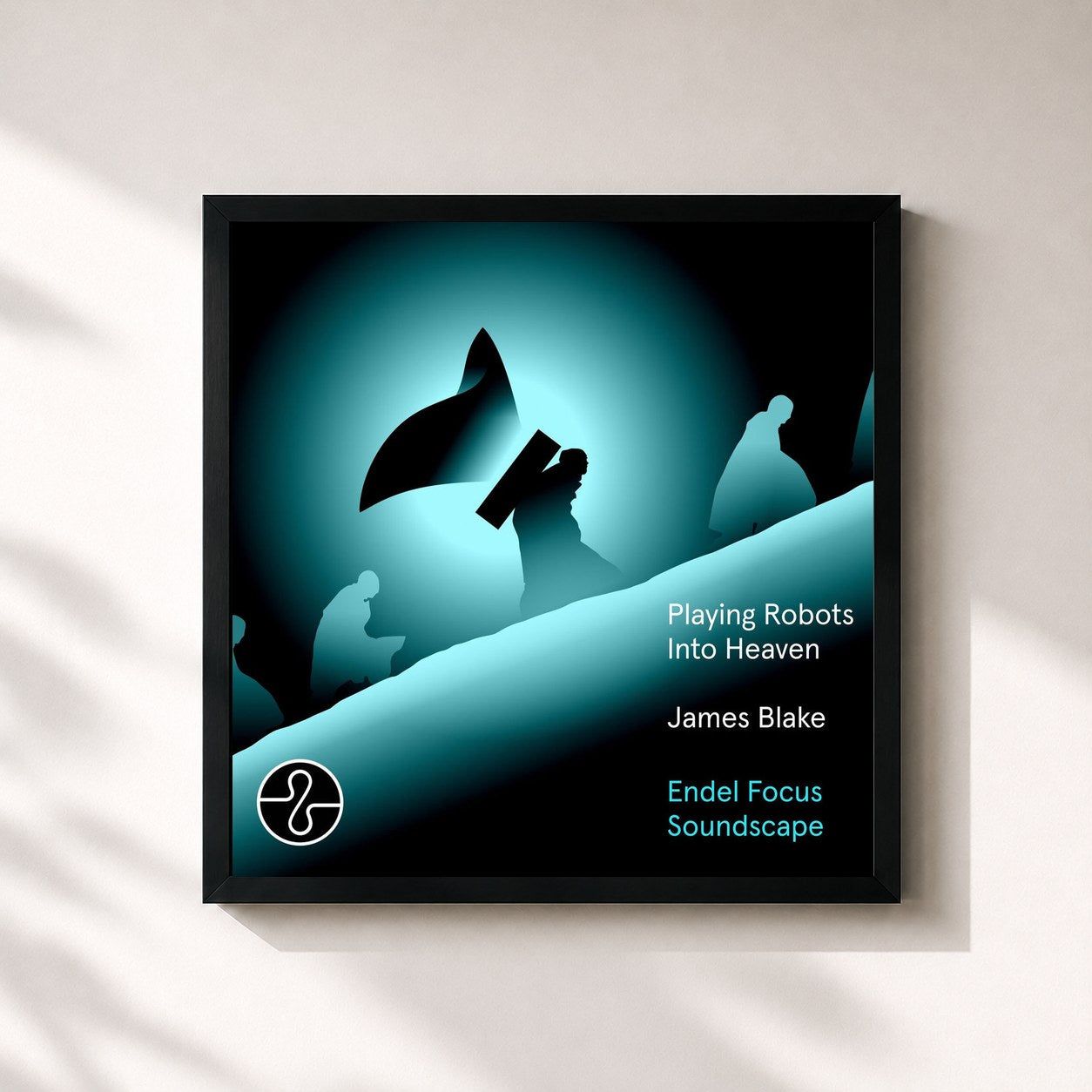 #noir Tableau carré de l'album Playing Robots Into Heaven (Endel Focus Soundscape) de James Blake, cadre noir 32x32 cm