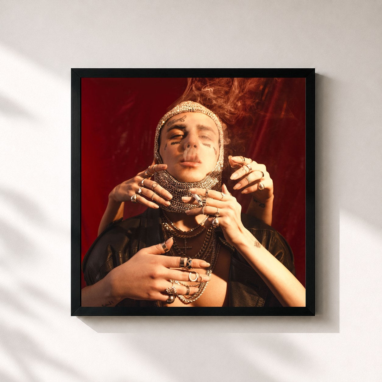 #noir Tableau carré de l'album SLIME de Face, cadre noir 32x32 cm