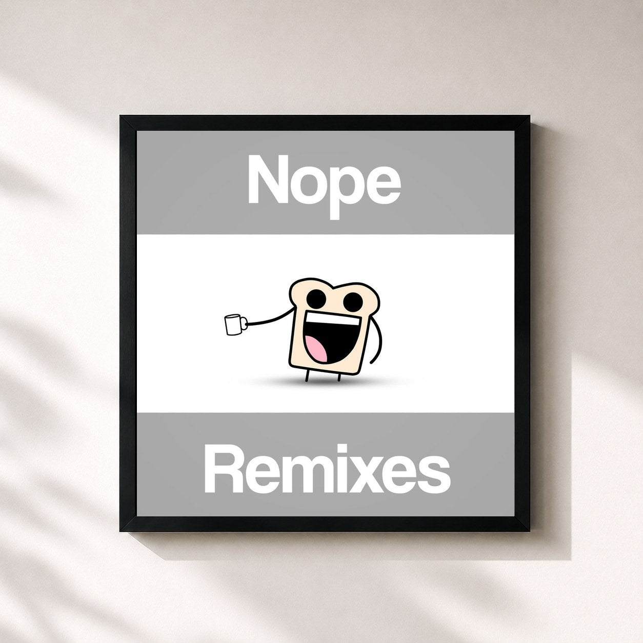 #noir Tableau carré de l'album Nope Remixes de OMFG, cadre noir 32x32 cm