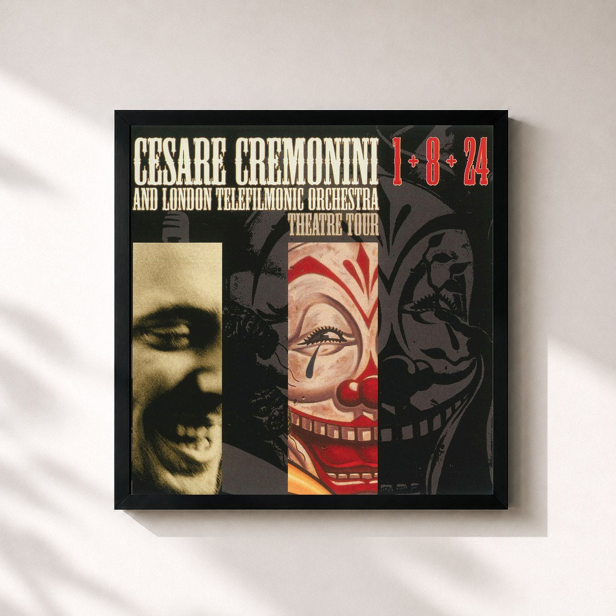#noir Tableau carré de l'album 1+8+24 de Cesare Cremonini, cadre noir 32x32 cm